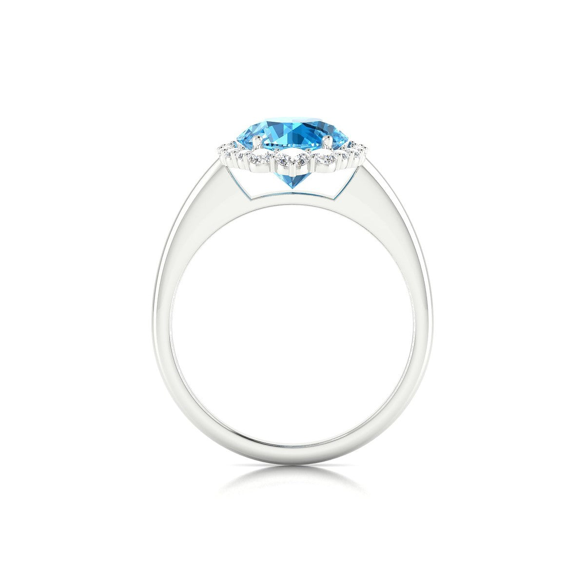 Romance | 18k White Gold 8 mm Round Topaz Ring