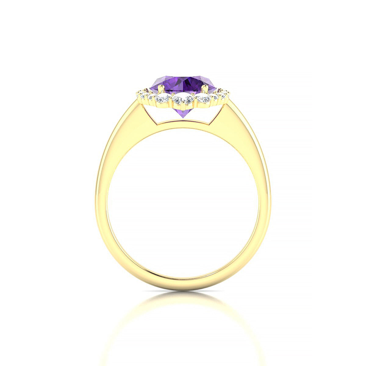 Romance | 18k Yellow Gold 8 mm Round Amethyst Ring