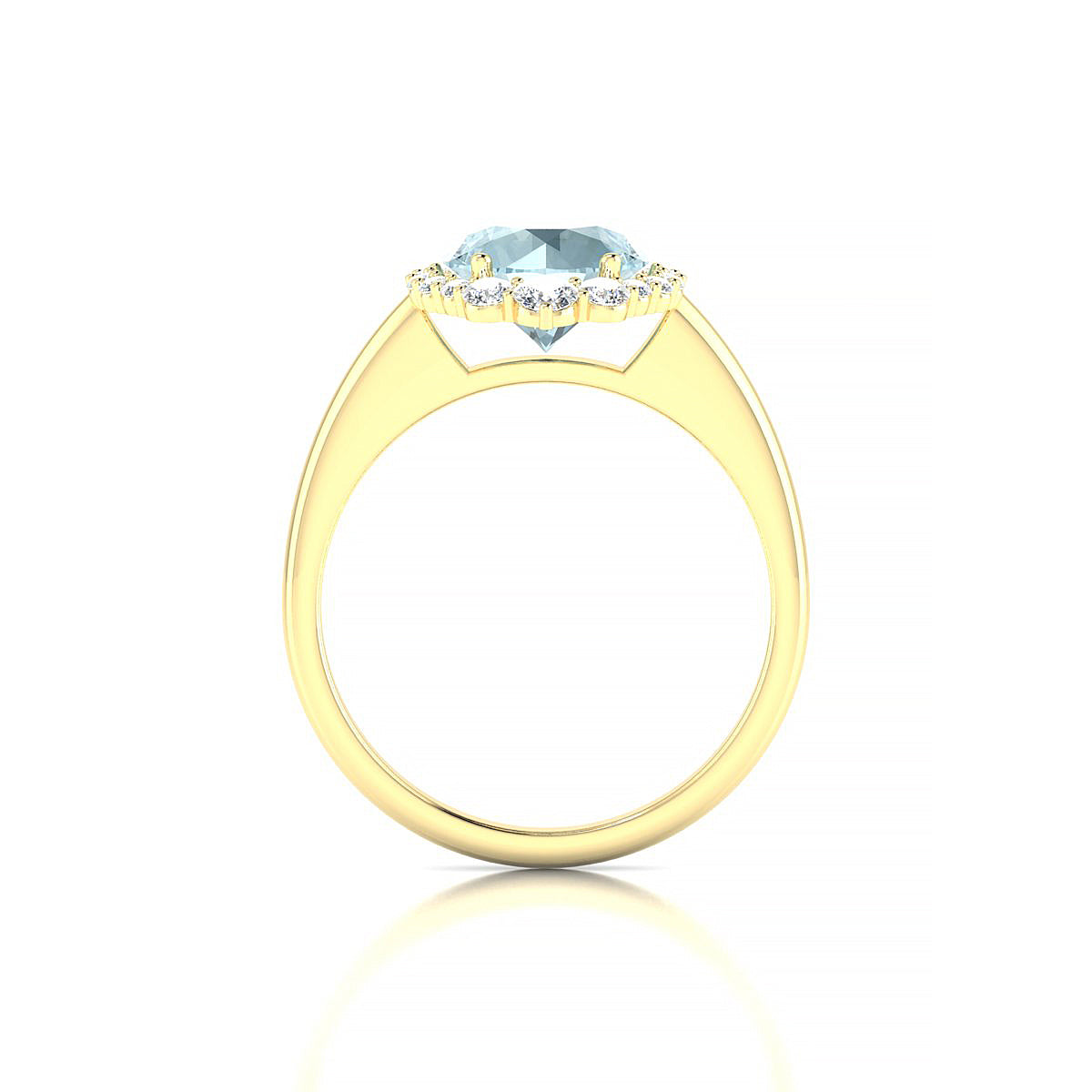 Romance | 18k Yellow Gold 8 mm Round Aquamarine Ring