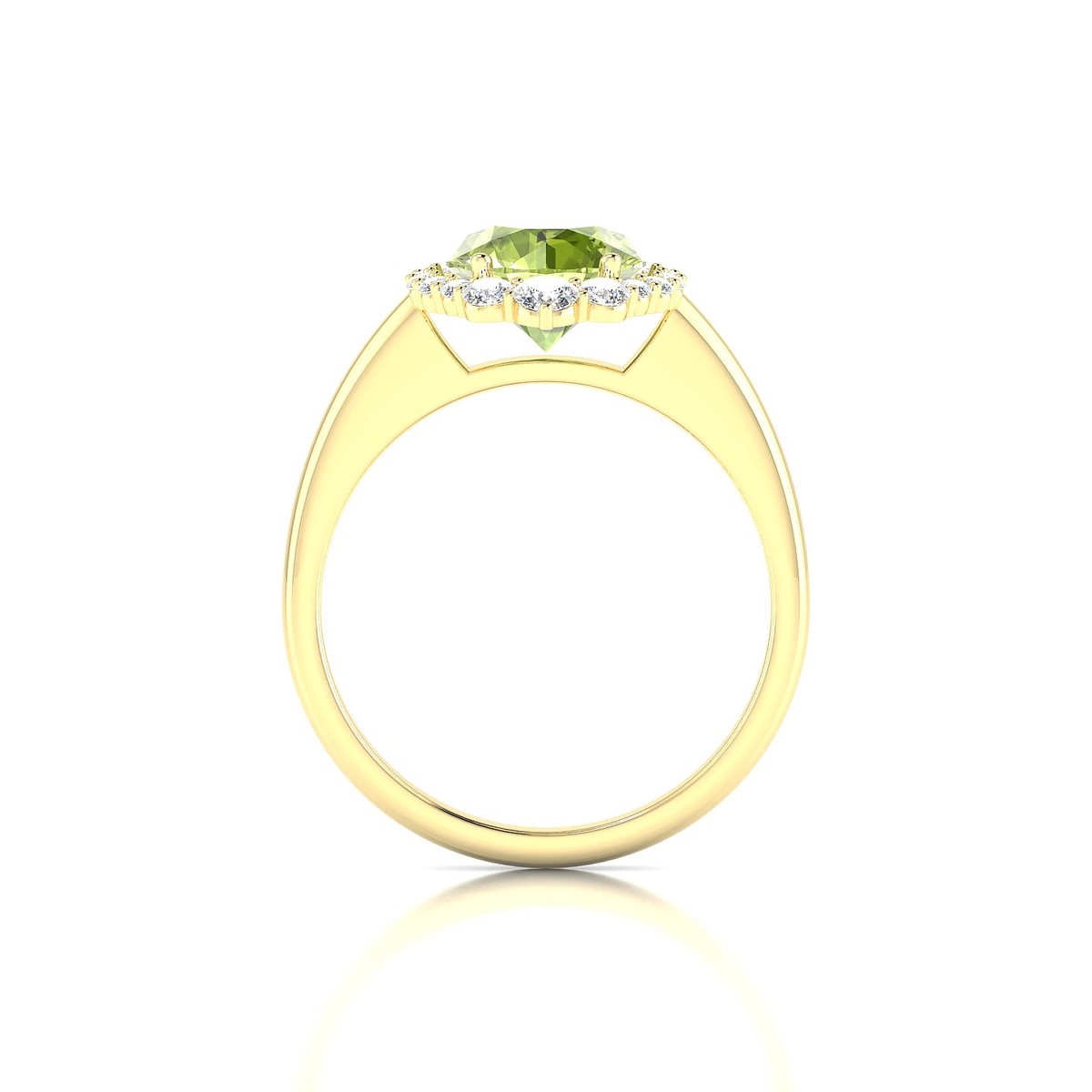 Romance | 18k Yellow Gold 8 mm Round Peridot Ring