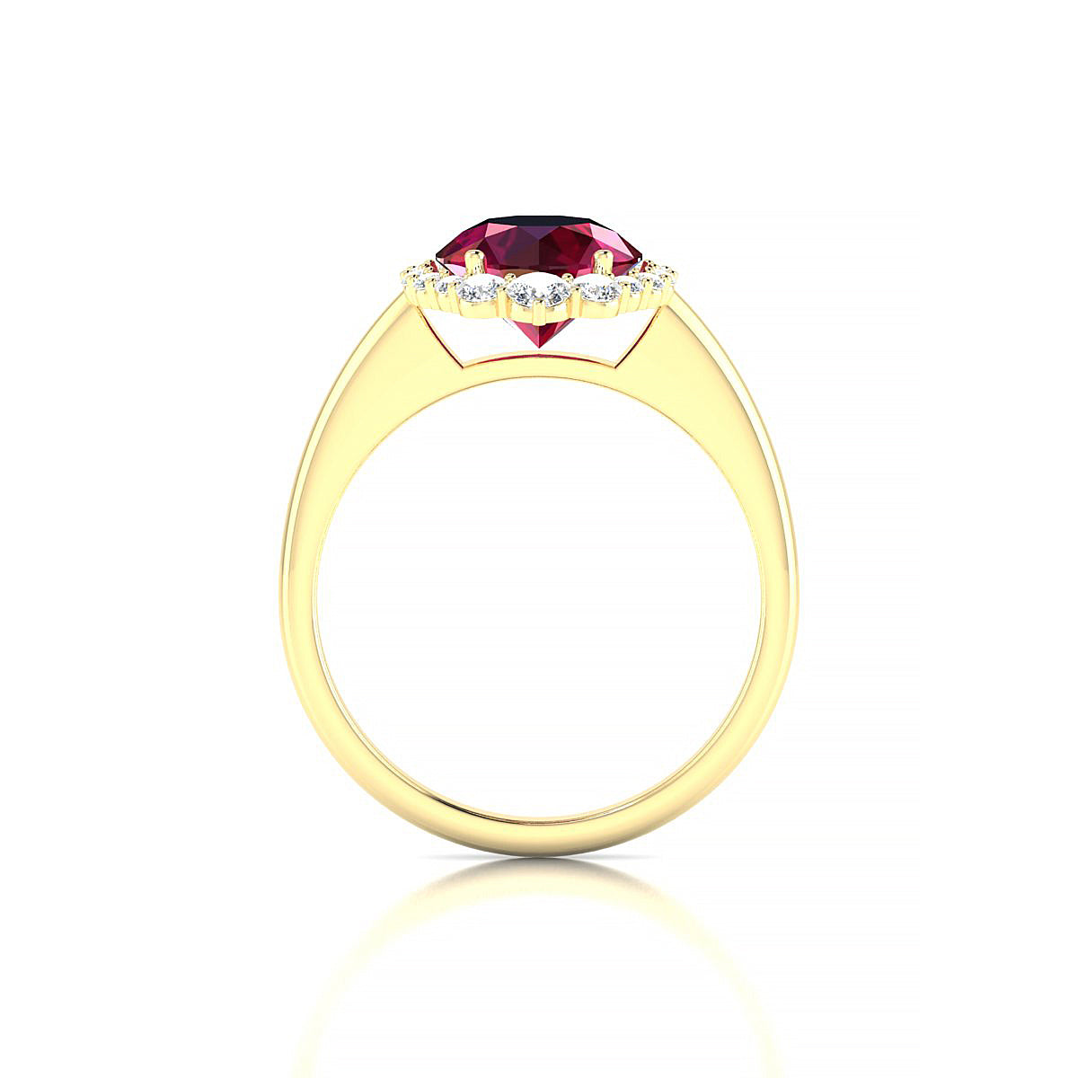 Romance | 18k Yellow Gold 8 mm Round Ruby Ring