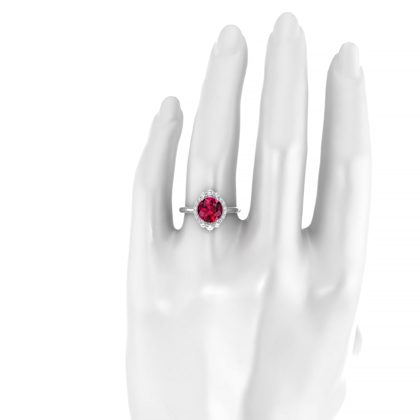 Romance | 18k White Gold 8 mm Round Ruby Ring
