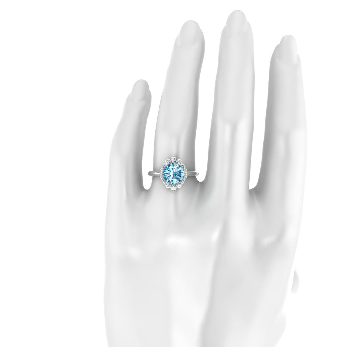 Romance | 18k White Gold 8 mm Round Topaz Ring