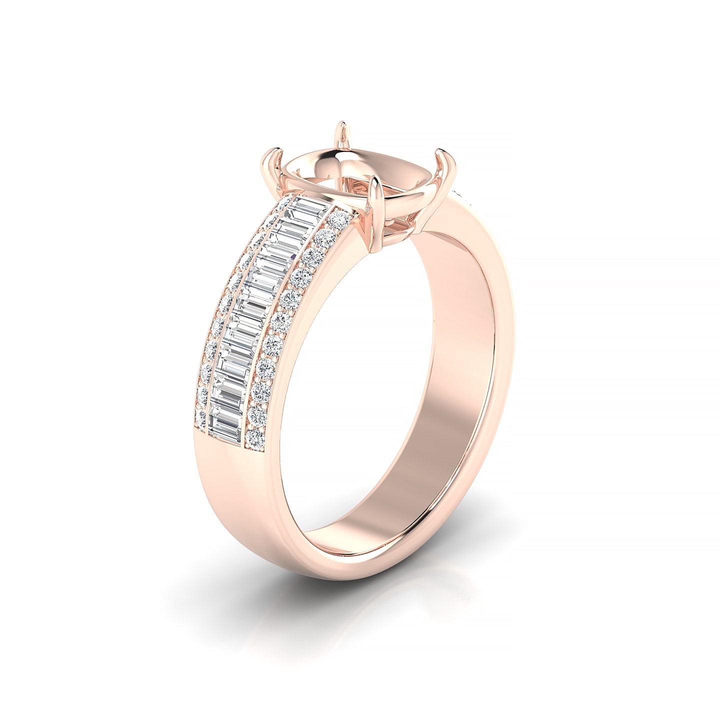 Royal Cushion 2-2.99 ct | 18k Rose Gold Side Stones Ring