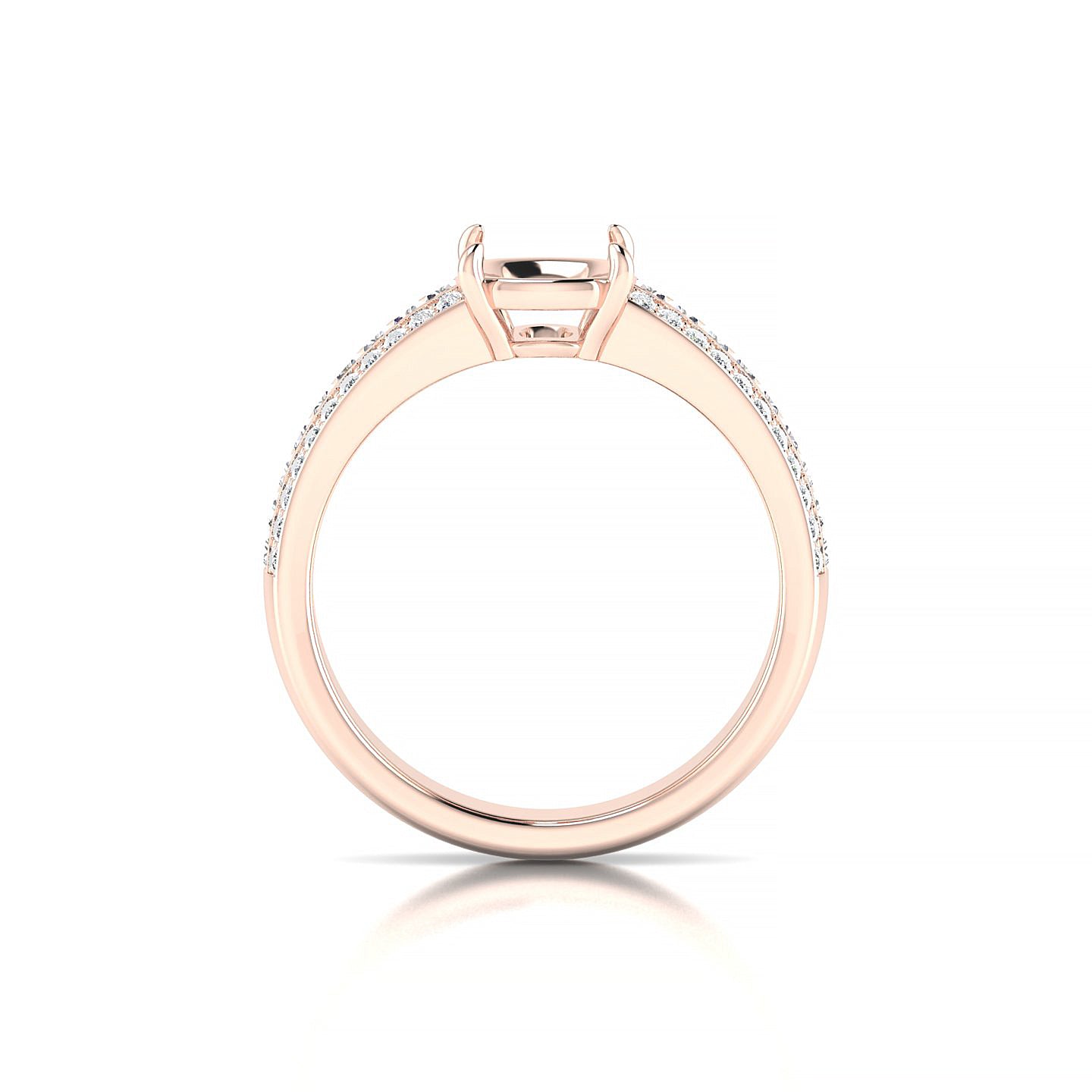 Royal Cushion 2-2.99 ct | 18k Rose Gold Side Stones Ring
