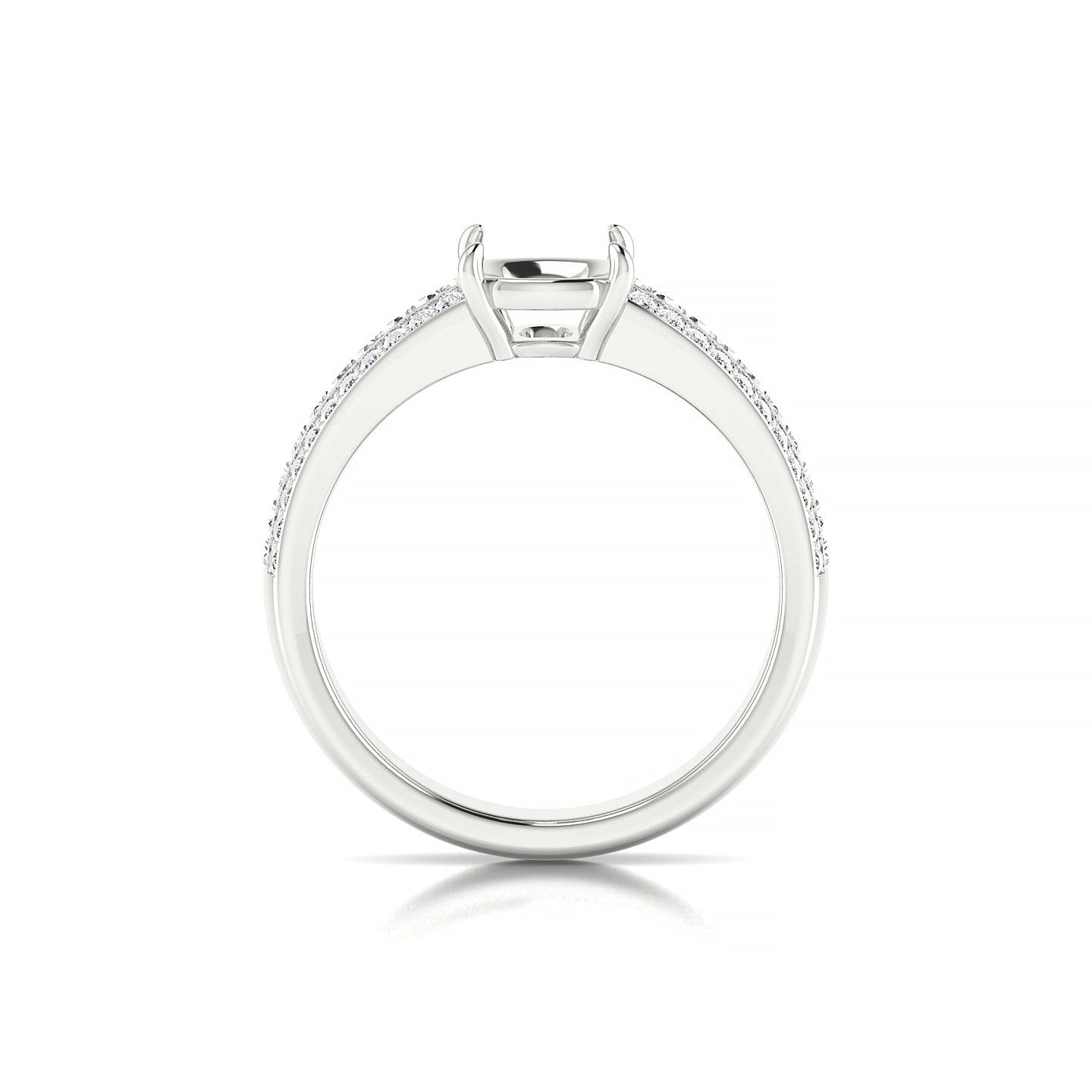 Royal Cushion 2-2.99 ct | 18k White Gold Side Stones Ring