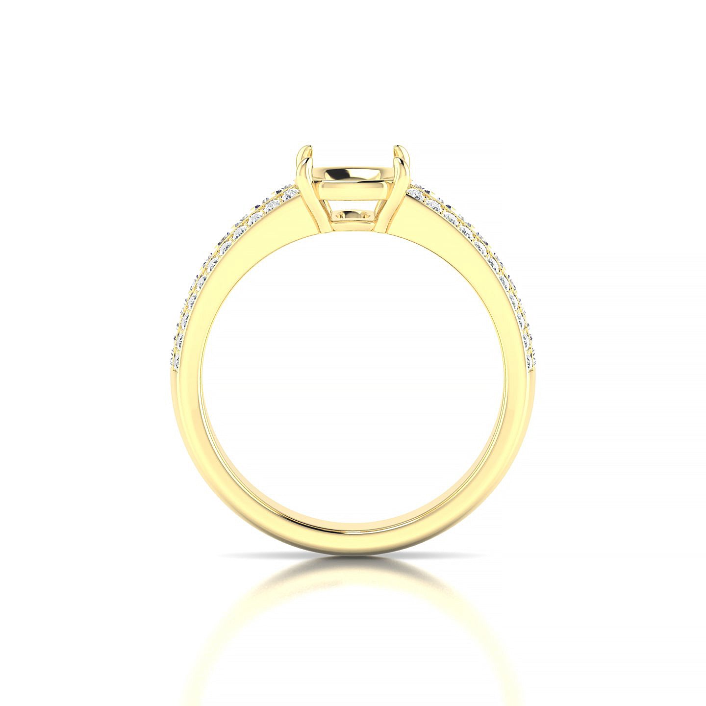 Royal Cushion 2-2.99 ct | 18k Yellow Gold Side Stones Ring