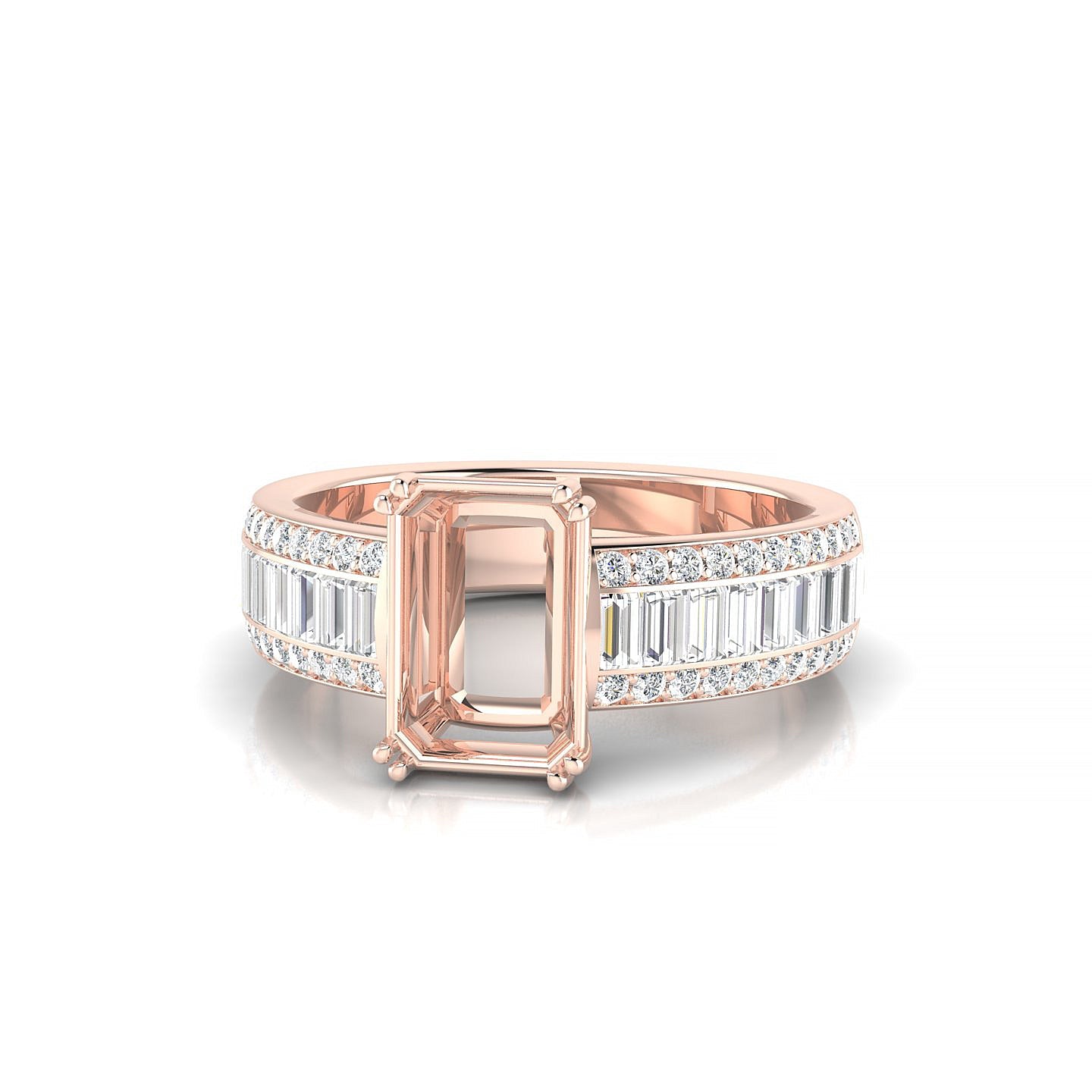 Royal Emerald 2-2.99 ct | 18k Rose Gold Side Stones Ring