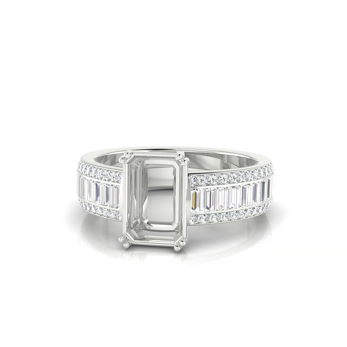 Royal Emerald 2-2.99 ct | 18k White Gold Side Stones Ring