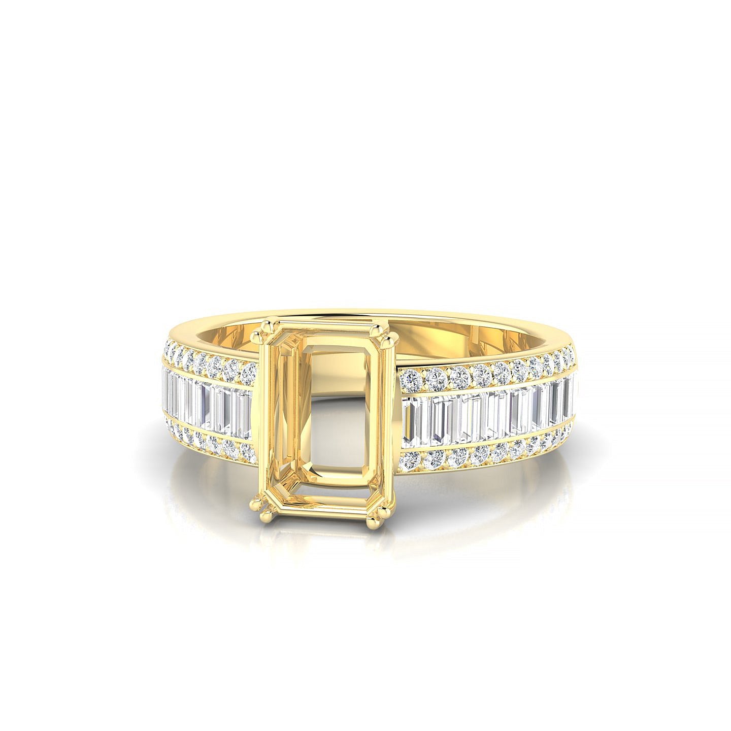 Royal Emerald 2-2.99 ct | 18k Yellow Gold Side Stones Ring
