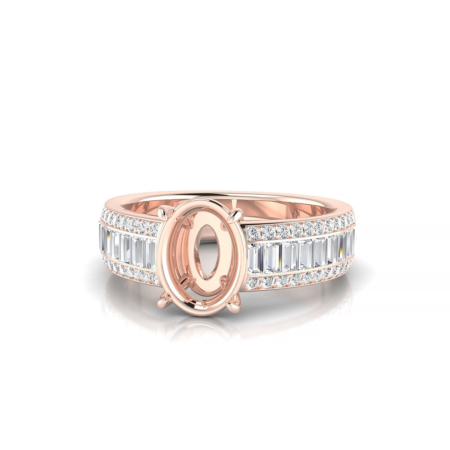Royal Oval 2-2.99 ct | 18k Rose Gold Side Stones Ring