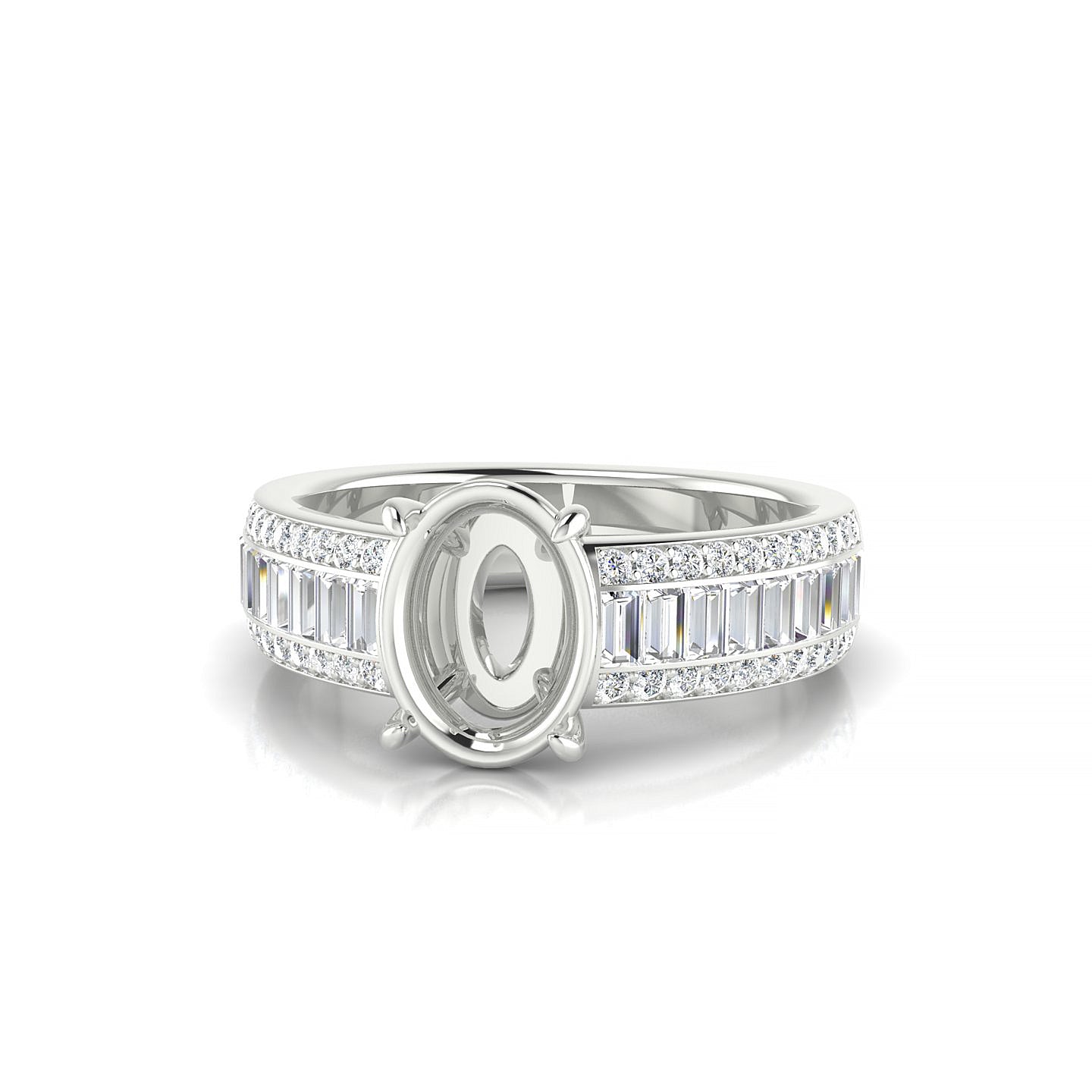 Royal Oval 2-2.99 ct | 18k White Gold Side Stones Ring