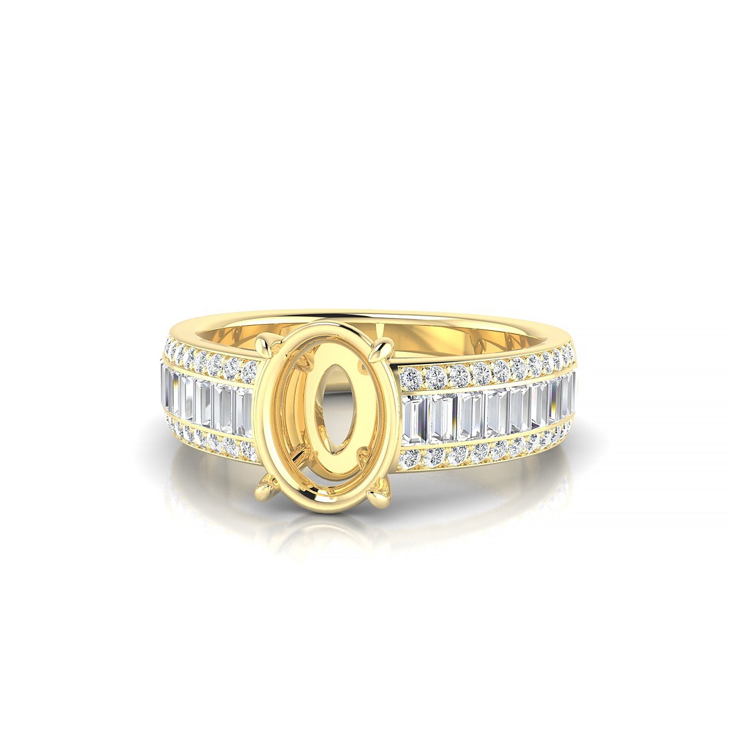 Royal Oval 2-2.99 ct | 18k Yellow Gold Side Stones Ring
