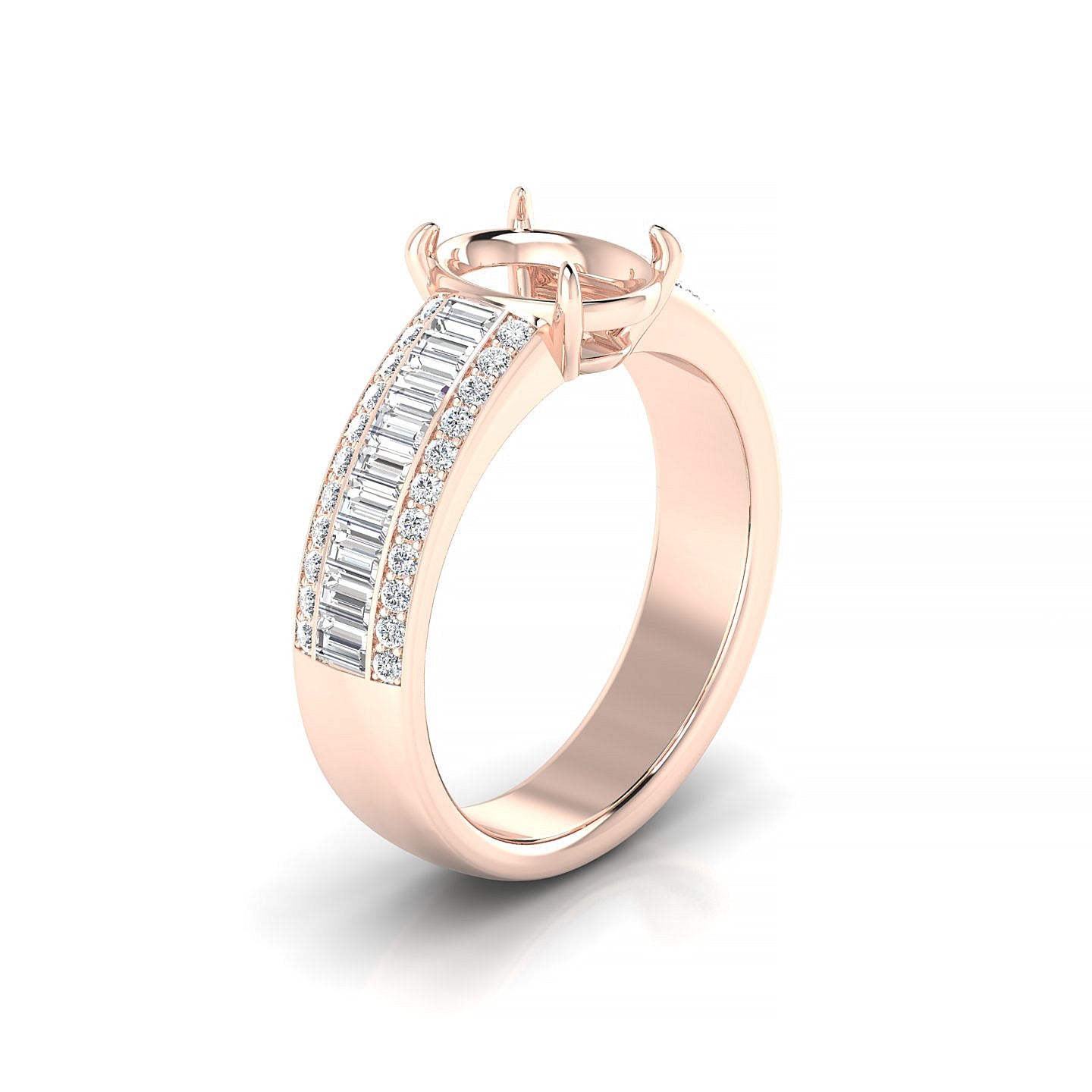 Royal Oval 2-2.99 ct | 18k Rose Gold Side Stones Ring