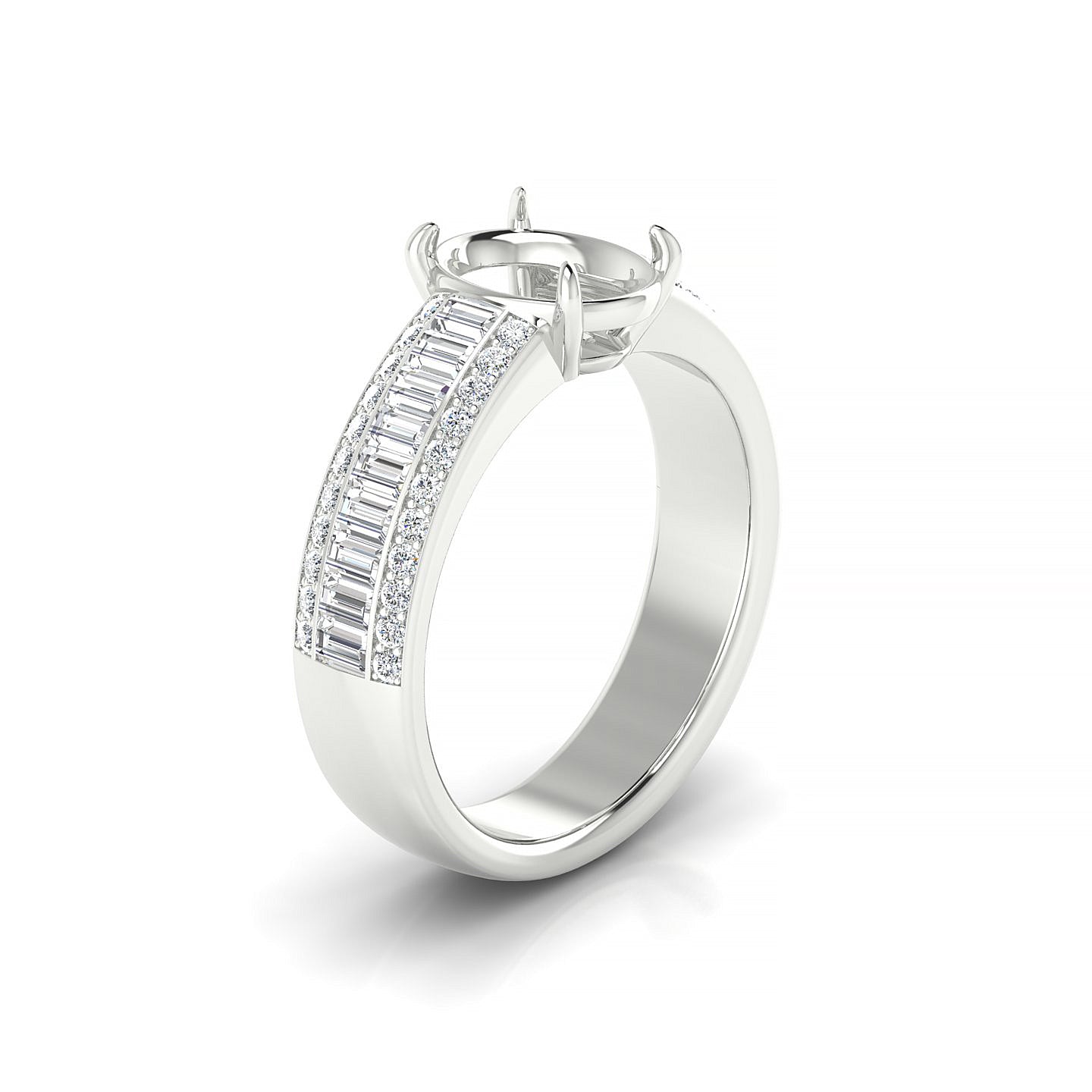 Royal Oval 2-2.99 ct | 18k White Gold Side Stones Ring