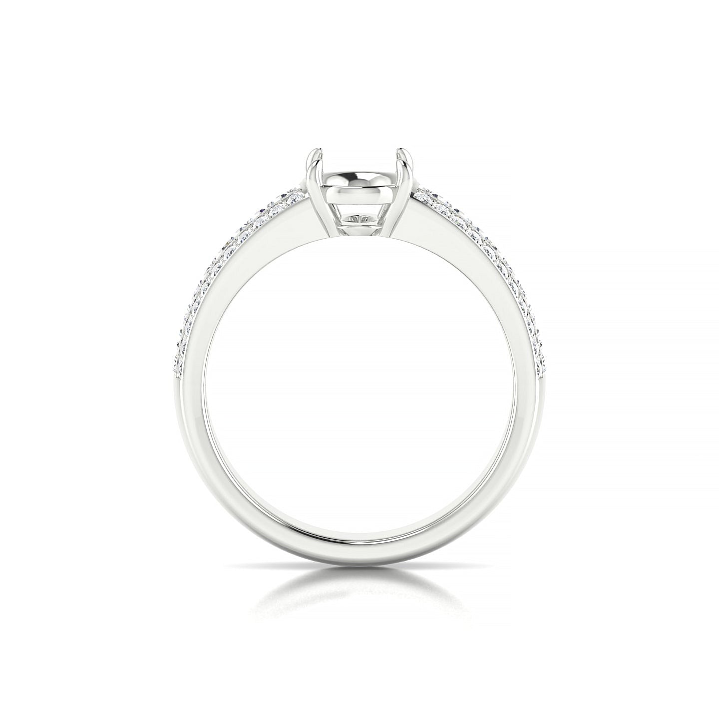 Royal Oval 2-2.99 ct | 18k White Gold Side Stones Ring