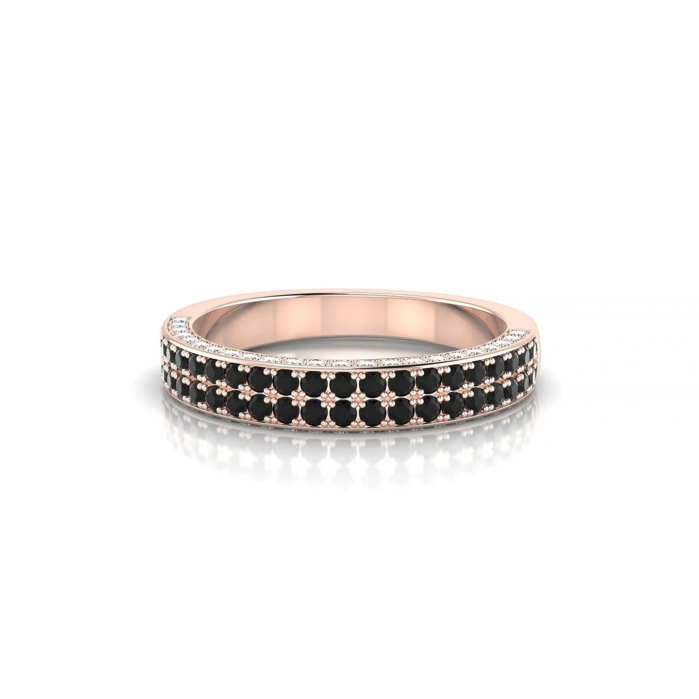 Seraph | 18k Rose Gold 1.3 mm Round Black Diamond & Diamond Ring