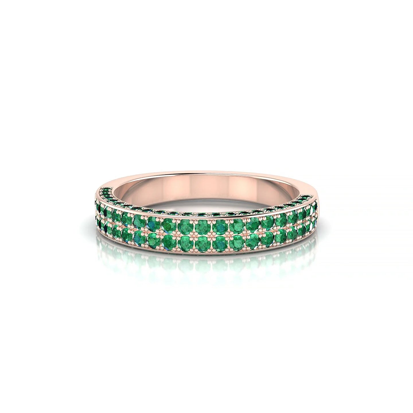 Seraph | 18k Rose Gold 1.3 mm Round Emerald Ring