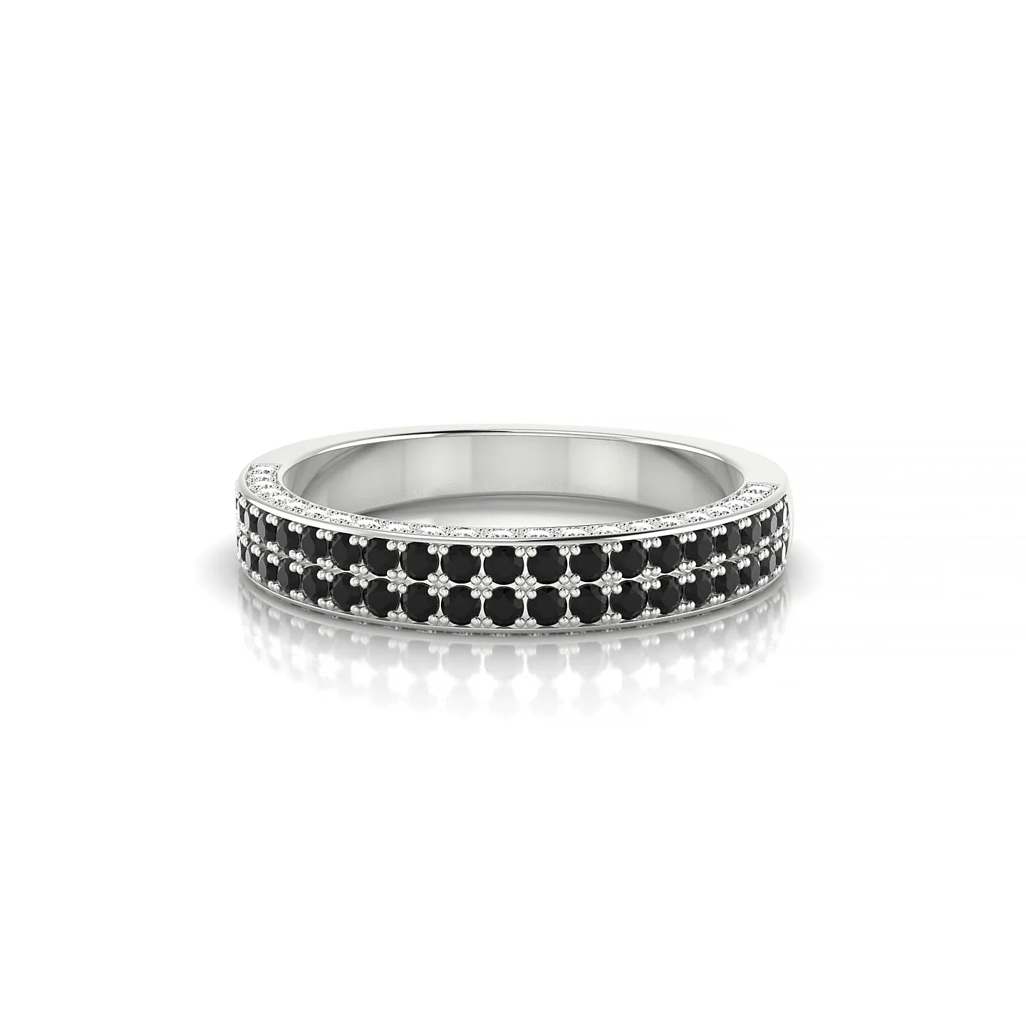 Seraph | 18k White Gold 1.3 mm Round Black Diamond & Diamond Ring