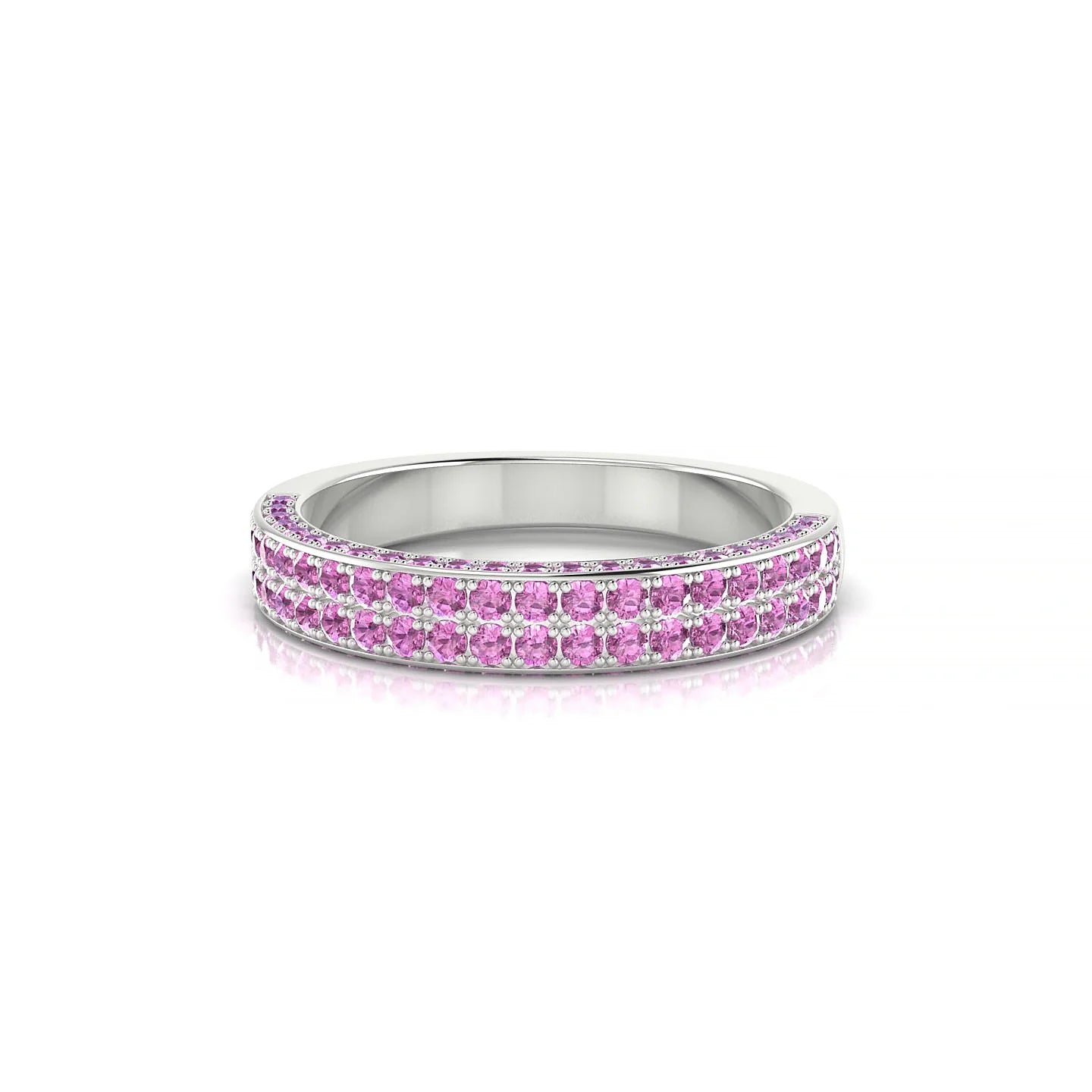 Seraph | 18k White Gold 1.3 mm Round Pink Sapphire Ring