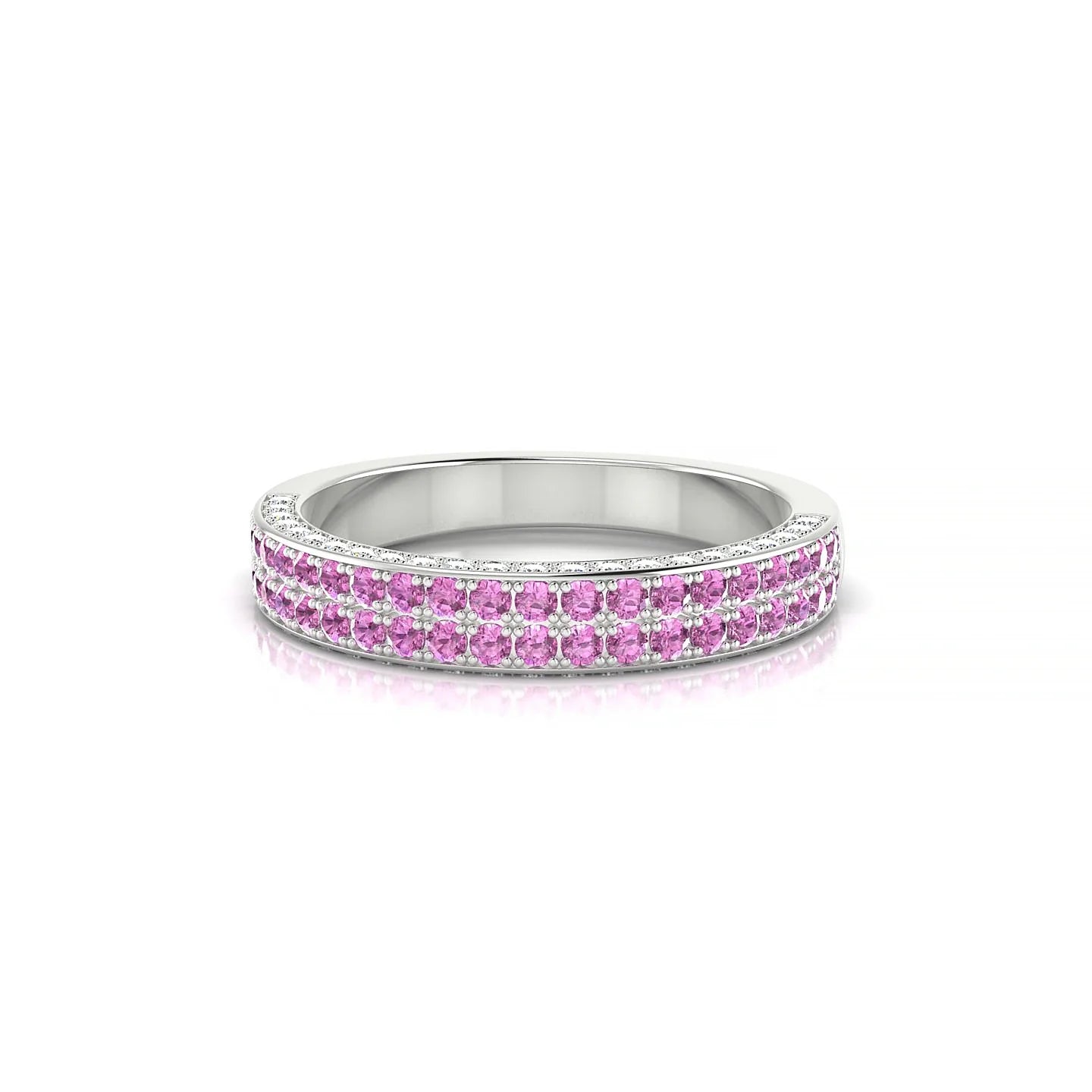 Seraph | 18k White Gold 1.3 mm Round Pink Sapphire & Diamond Ring