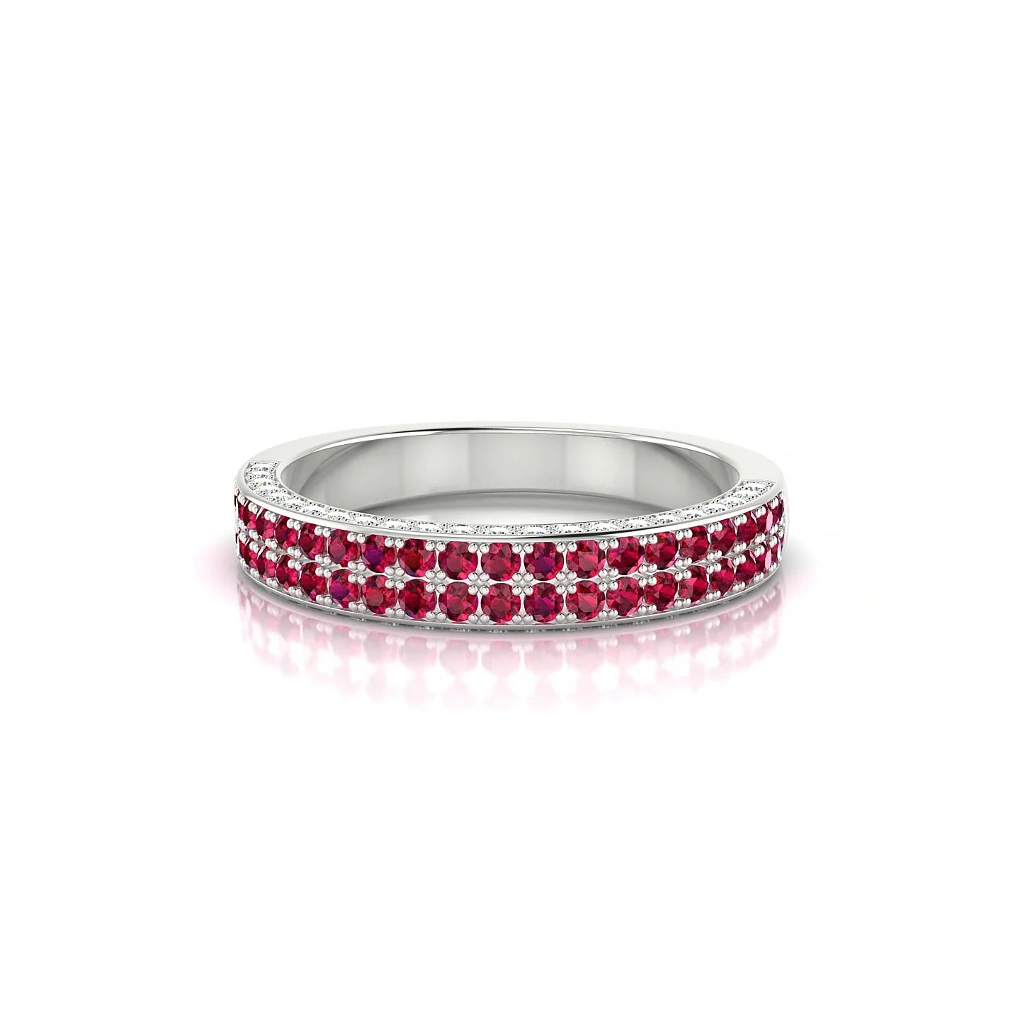 Seraph | 18k White Gold 1.3 mm Round Ruby & Diamond Ring