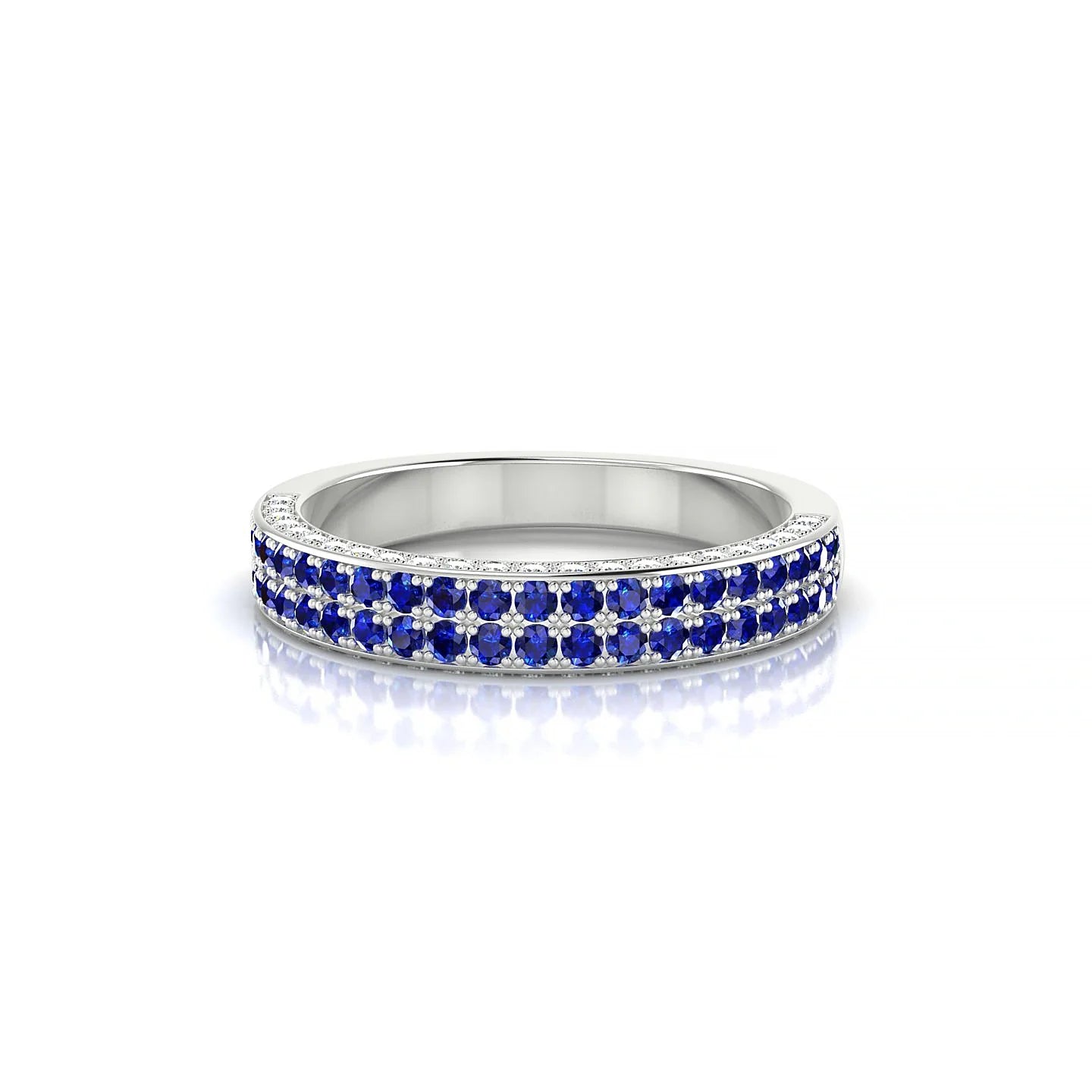Seraph | 18k White Gold 1.3 mm Round Sapphire & Diamond Ring