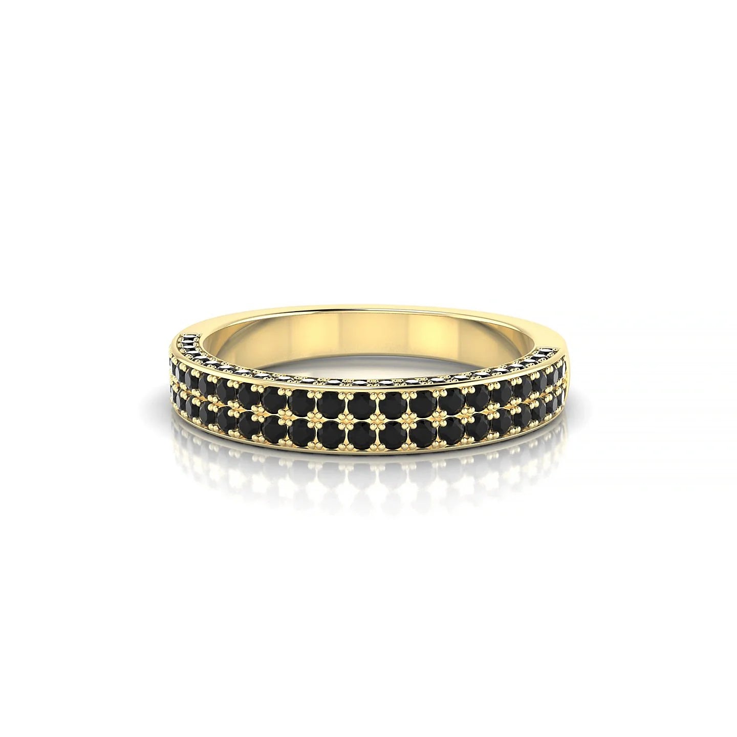 Seraph | 18k Yellow Gold 1.3 mm Round Black Diamond Ring