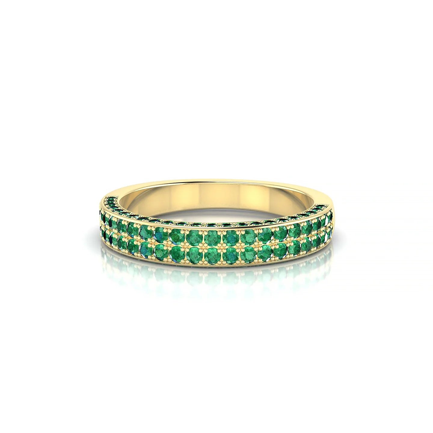 Seraph | 18k Yellow Gold 1.3 mm Round Emerald Ring