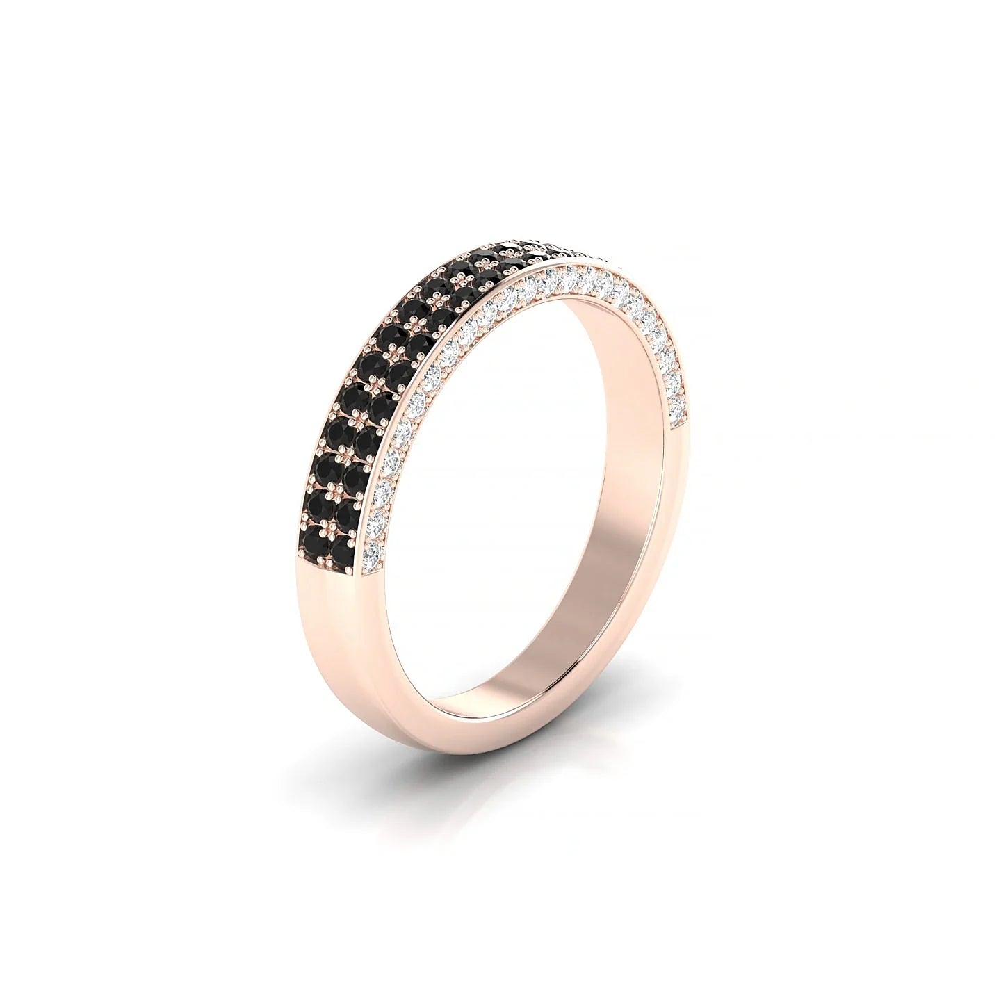 Seraph | 18k Rose Gold 1.3 mm Round Black Diamond & Diamond Ring