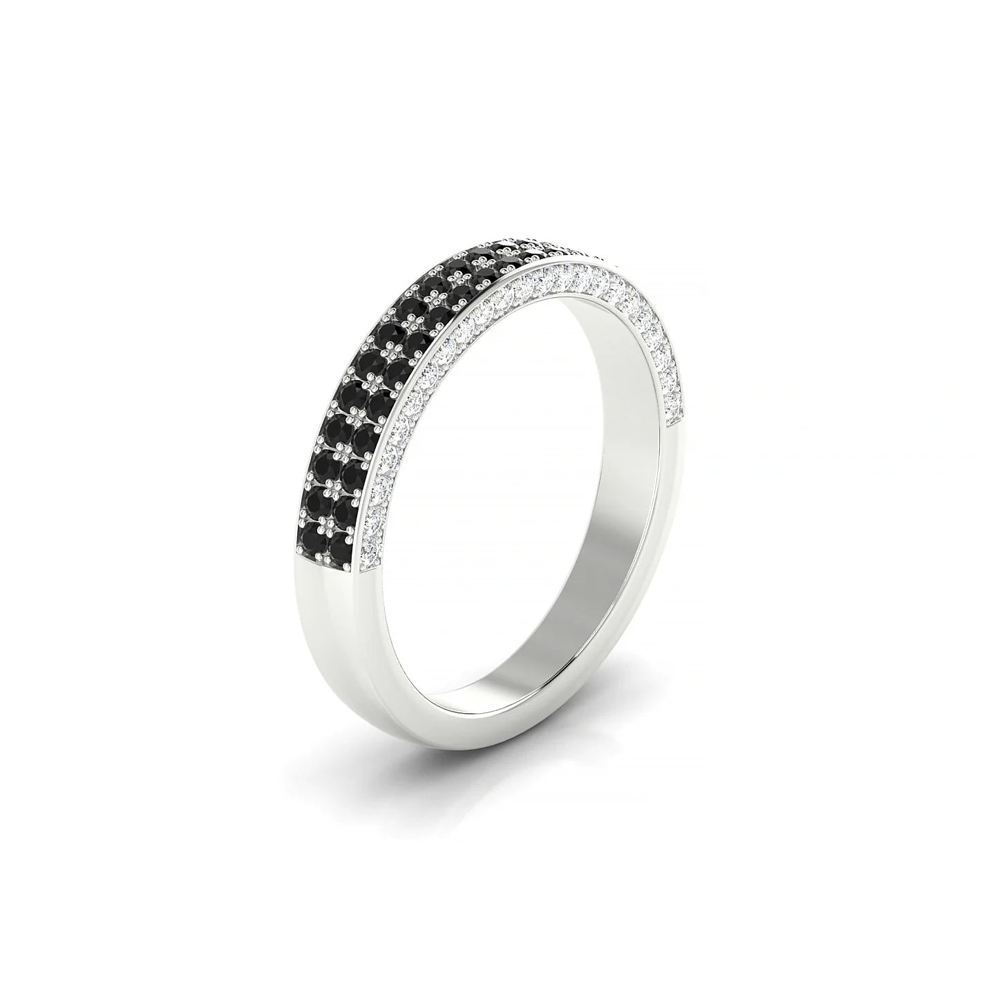 Seraph | 18k White Gold 1.3 mm Round Black Diamond & Diamond Ring