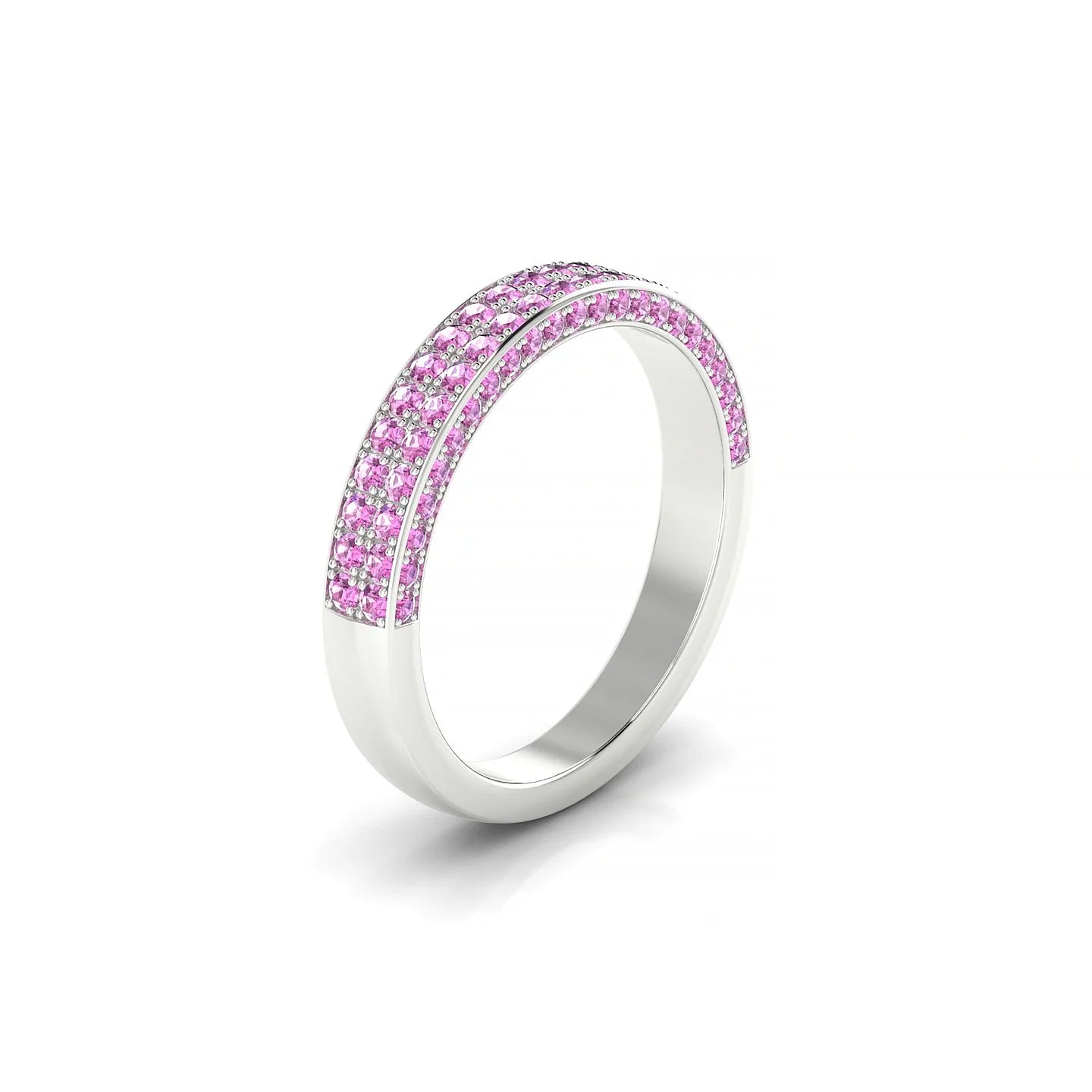 Seraph | 18k White Gold 1.3 mm Round Pink Sapphire Ring