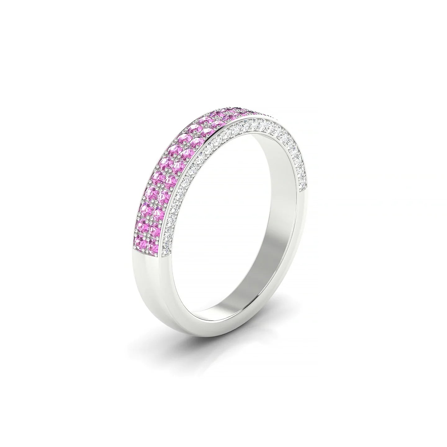 Seraph | 18k White Gold 1.3 mm Round Pink Sapphire & Diamond Ring
