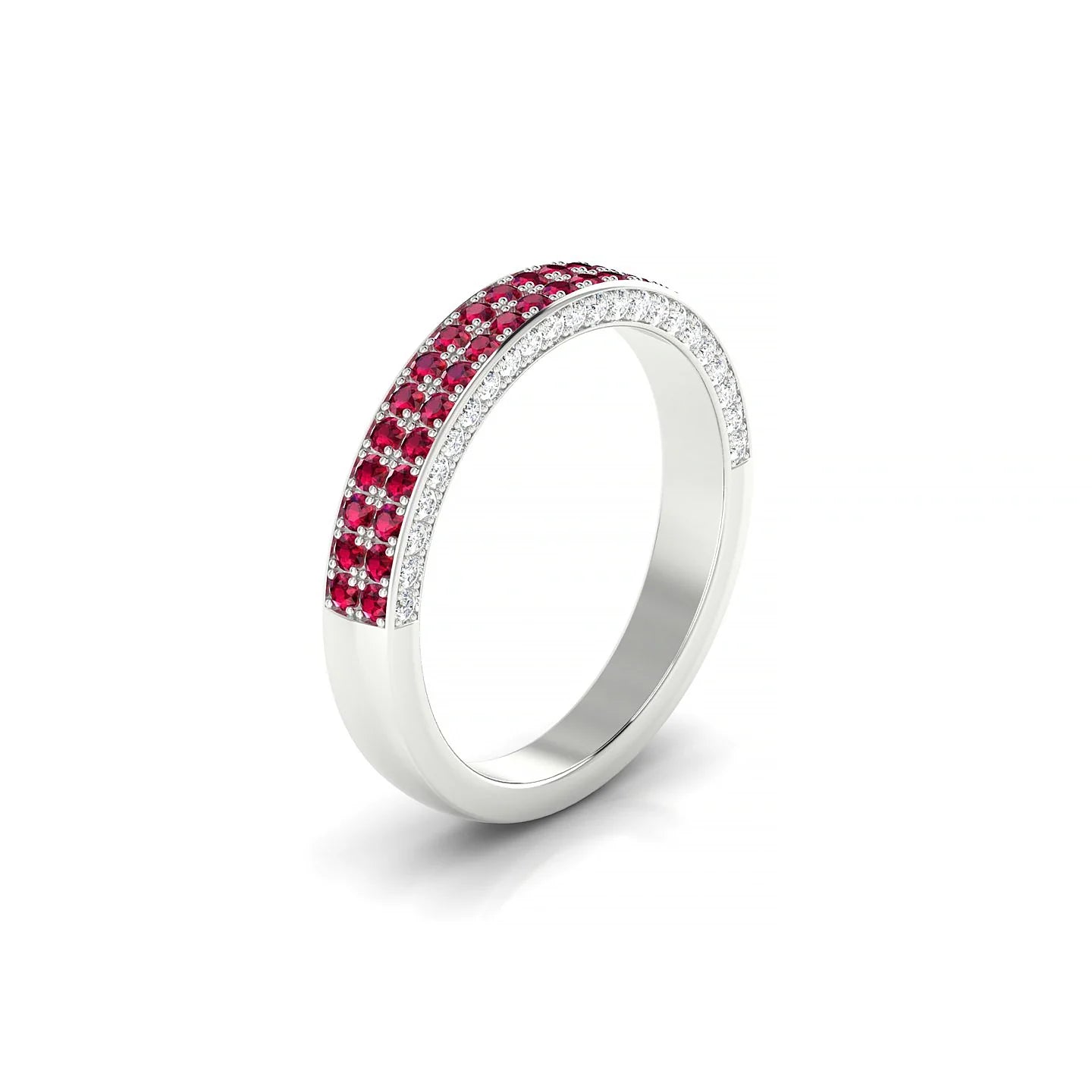 Seraph | 18k White Gold 1.3 mm Round Ruby & Diamond Ring