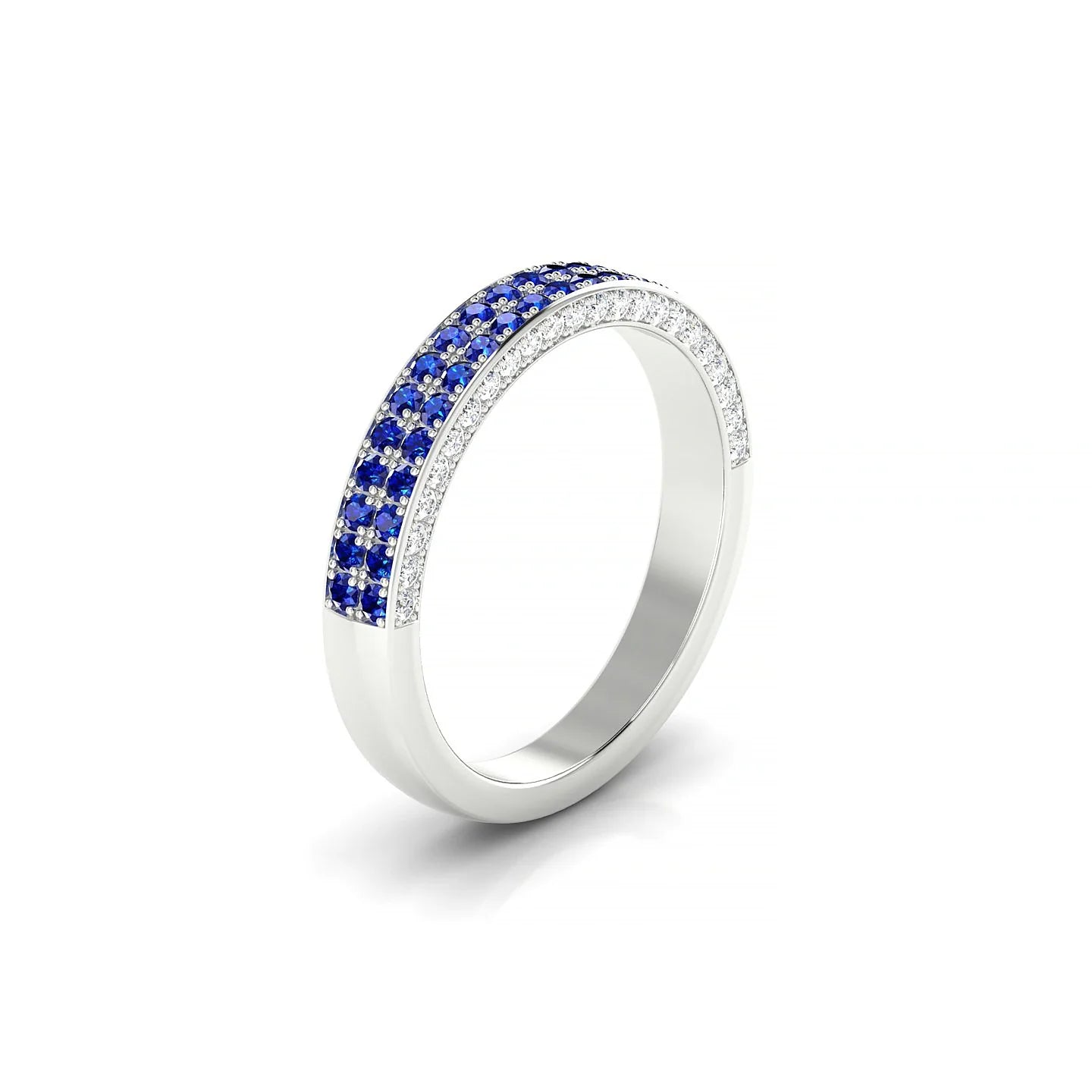 Seraph | 18k White Gold 1.3 mm Round Sapphire & Diamond Ring
