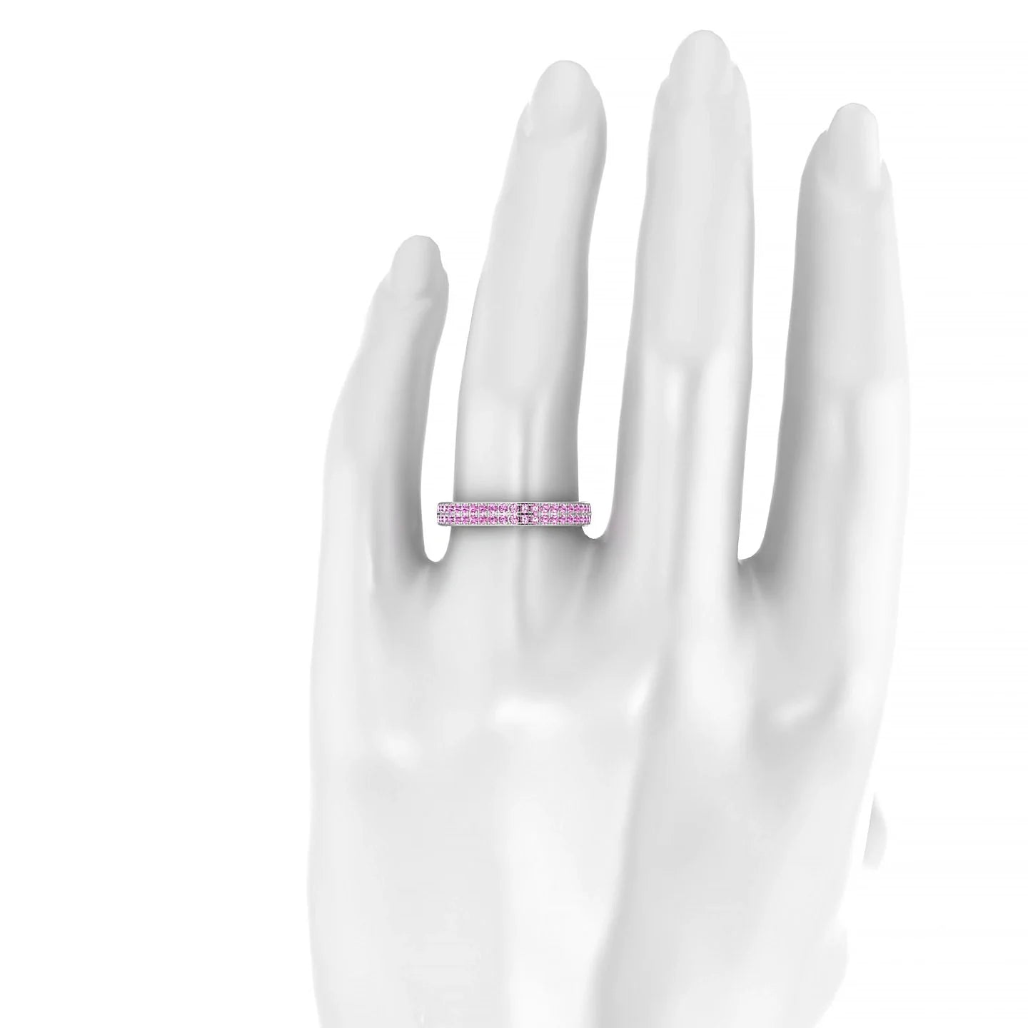 Seraph | 18k White Gold 1.3 mm Round Pink Sapphire & Diamond Ring