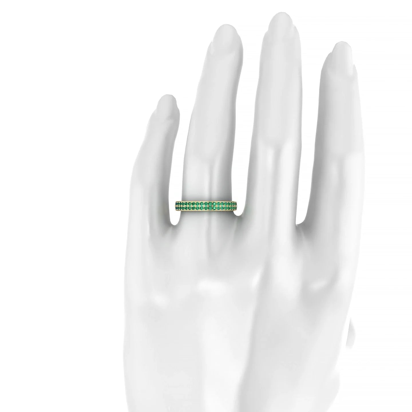 Seraph | 18k Yellow Gold 1.3 mm Round Emerald Ring