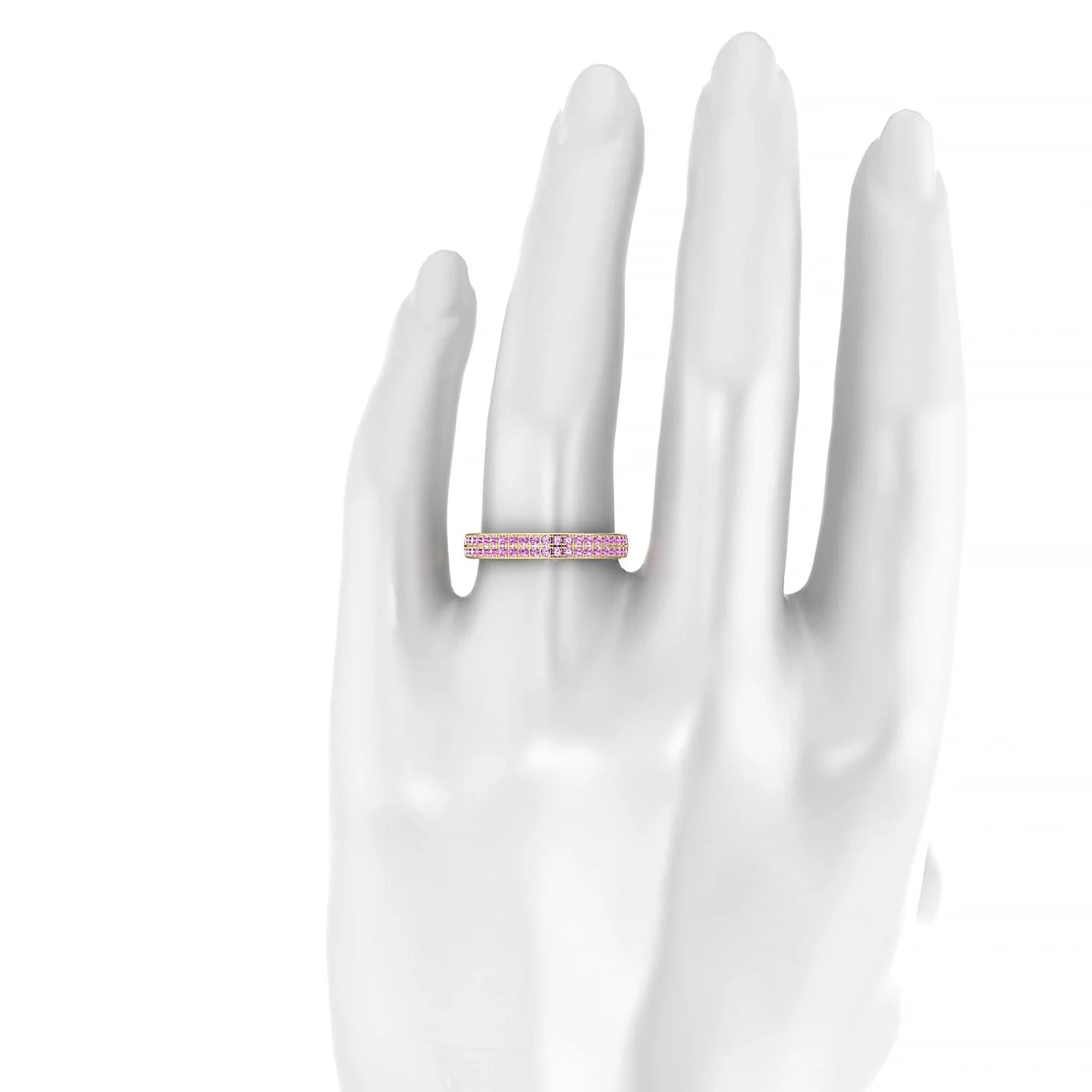 Seraph | 18k Yellow Gold 1.3 mm Round Pink Sapphire & Diamond Ring