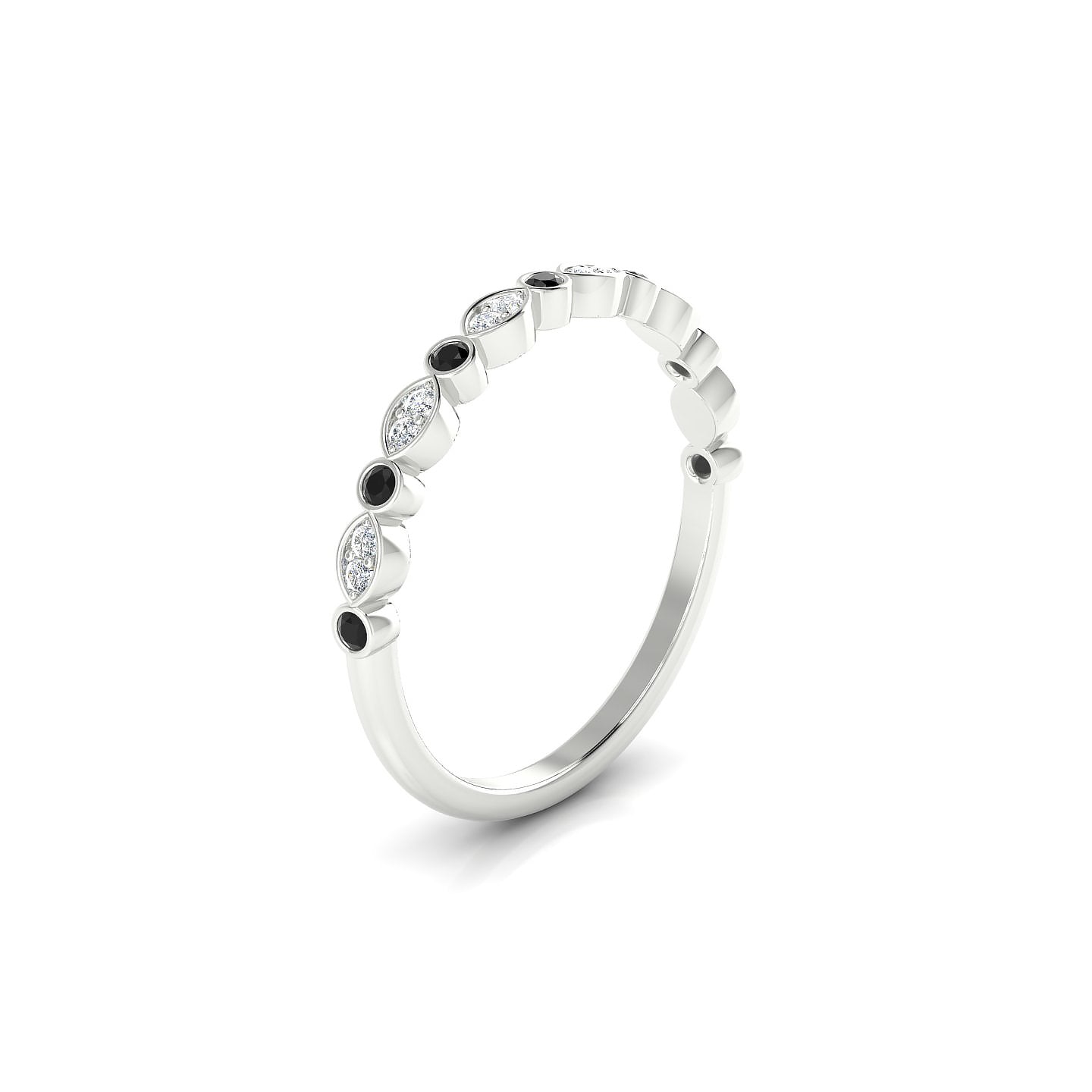Serenity | 18k White Gold 1.5 mm Round Black Diamond Ring