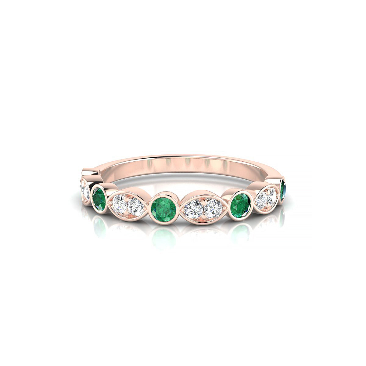 Serenity | 18k Rose Gold 2.5 mm Round Emerald Ring
