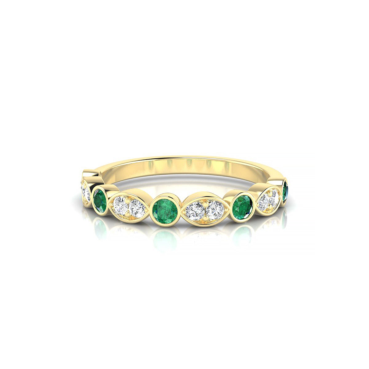 Serenity | 18k Yellow Gold 2.5 mm Round Emerald Ring