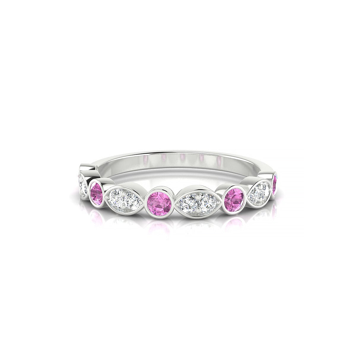 Serenity | 18k White Gold 2.5 mm Round Pink Sapphire Ring