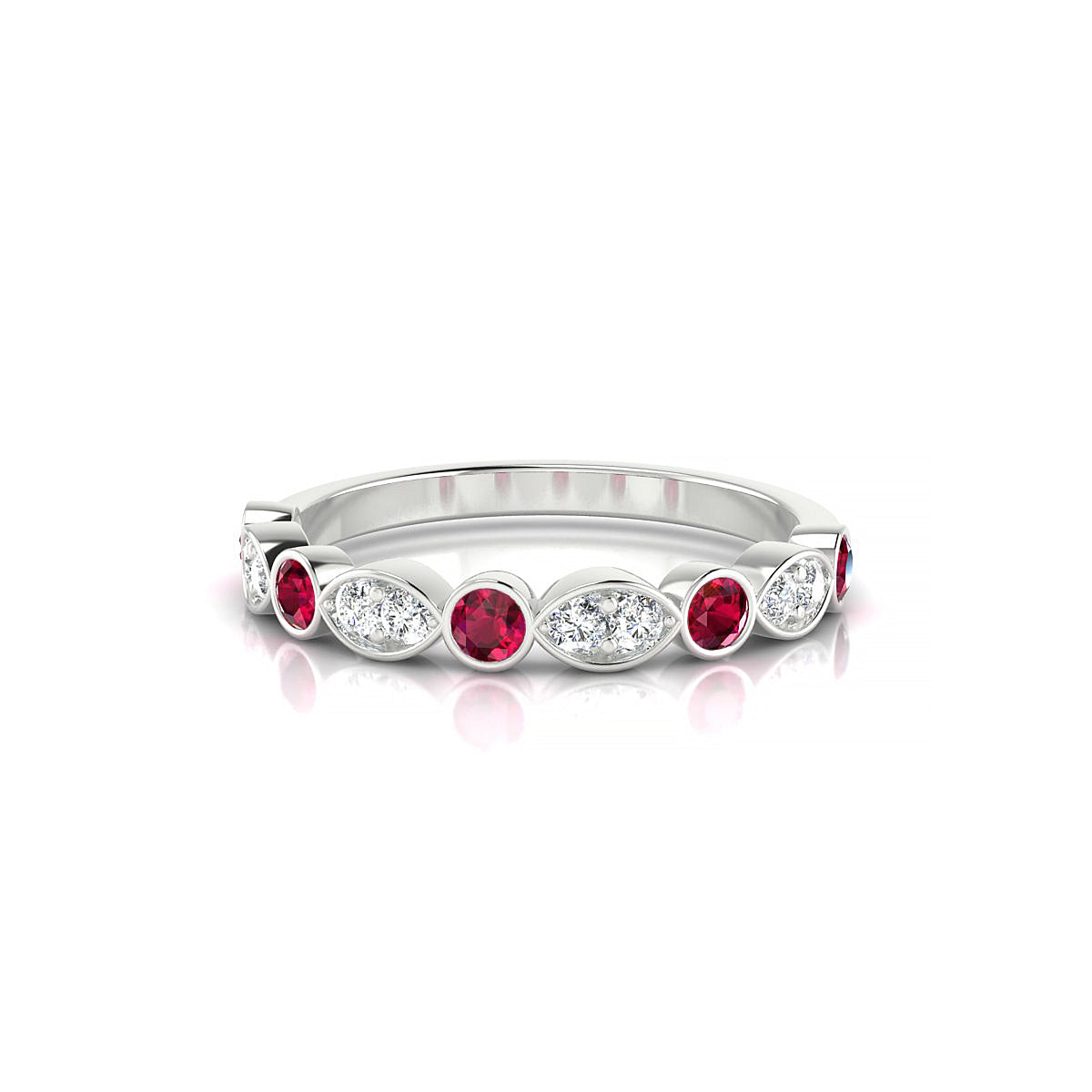 Serenity | 18k White Gold 2.5 mm Round Ruby Ring