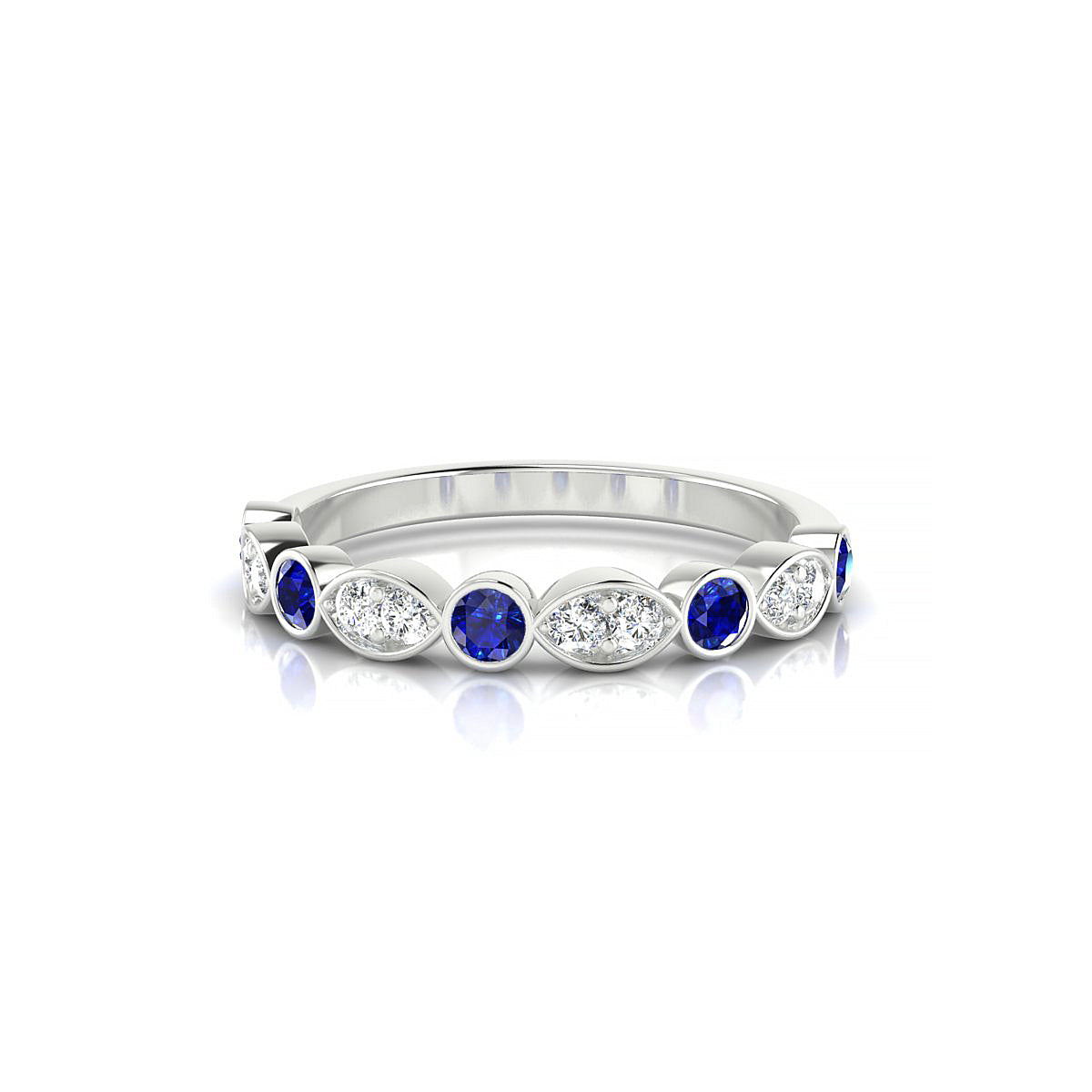 Serenity | 18k White Gold 2.5 mm Round Sapphire Ring