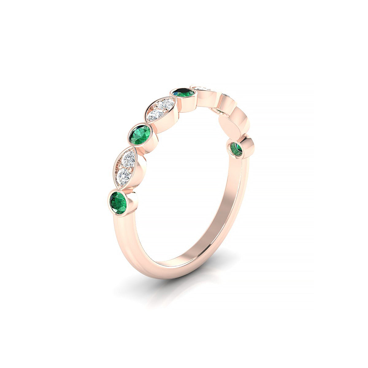 Serenity | 18k Rose Gold 2.5 mm Round Emerald Ring