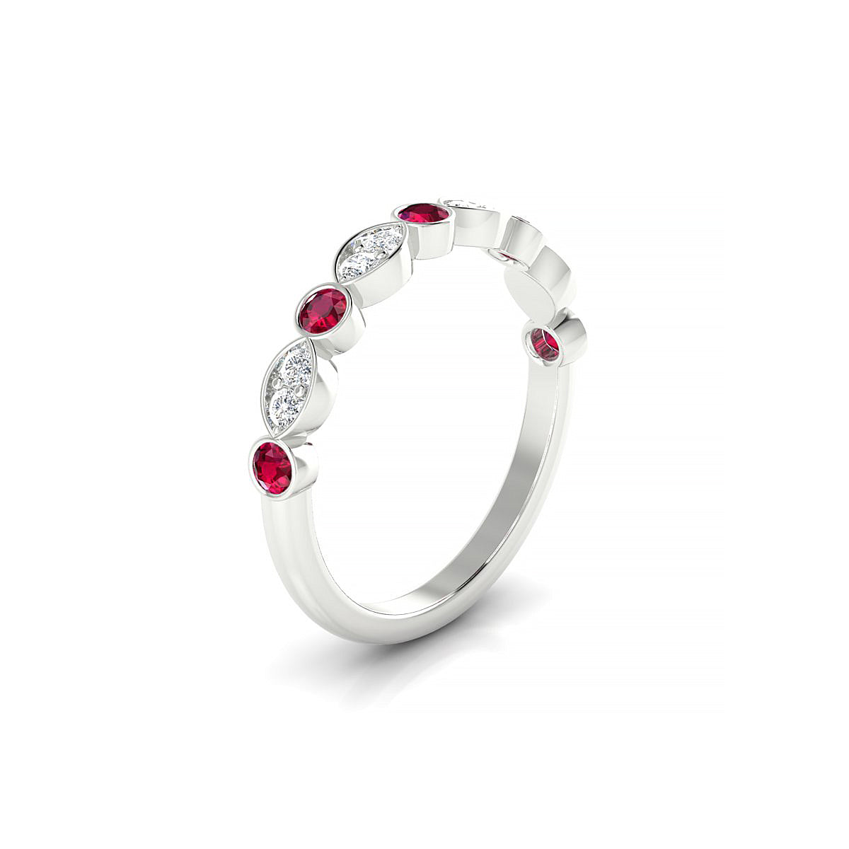 Serenity | 18k White Gold 2.5 mm Round Ruby Ring