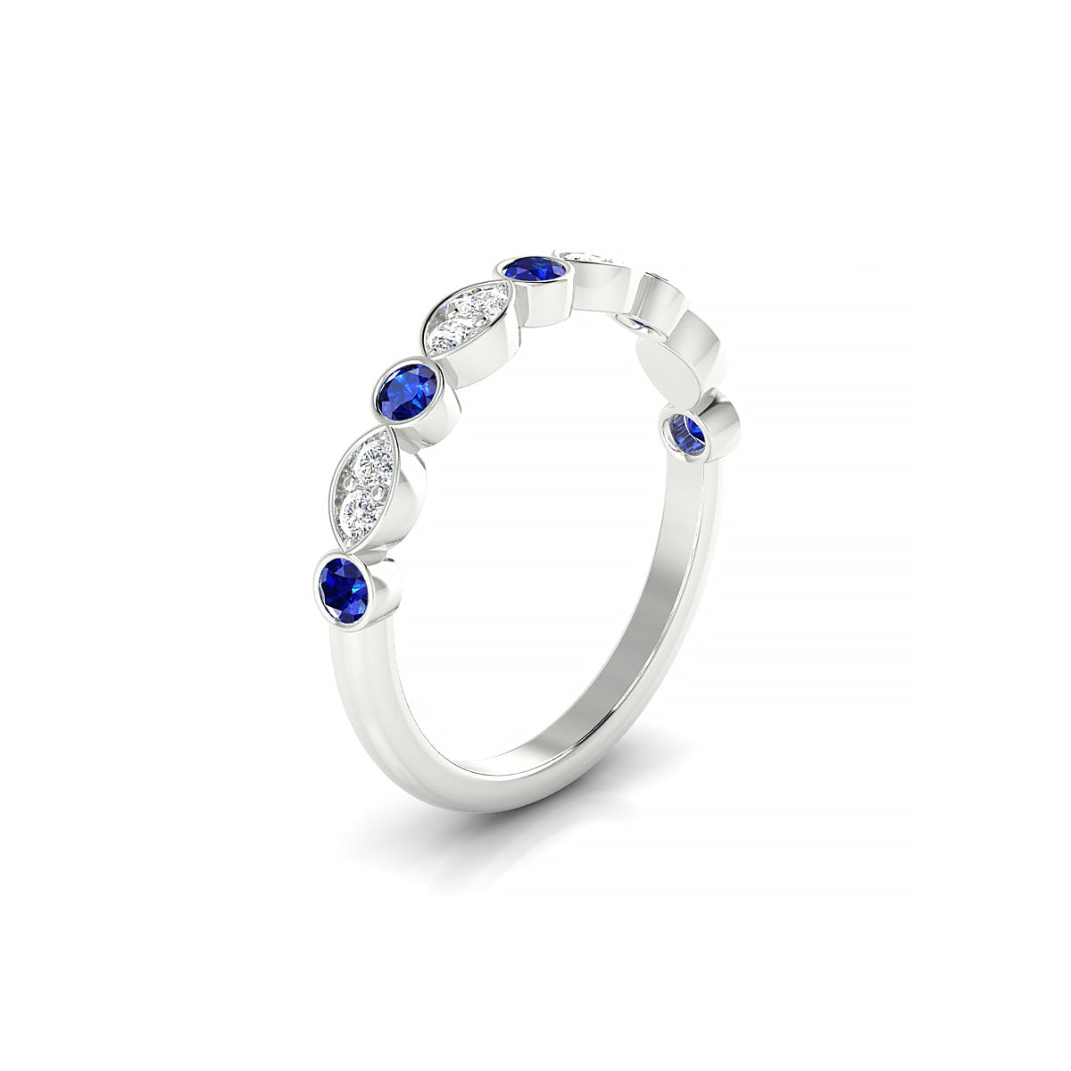 Serenity | 18k White Gold 2.5 mm Round Sapphire Ring