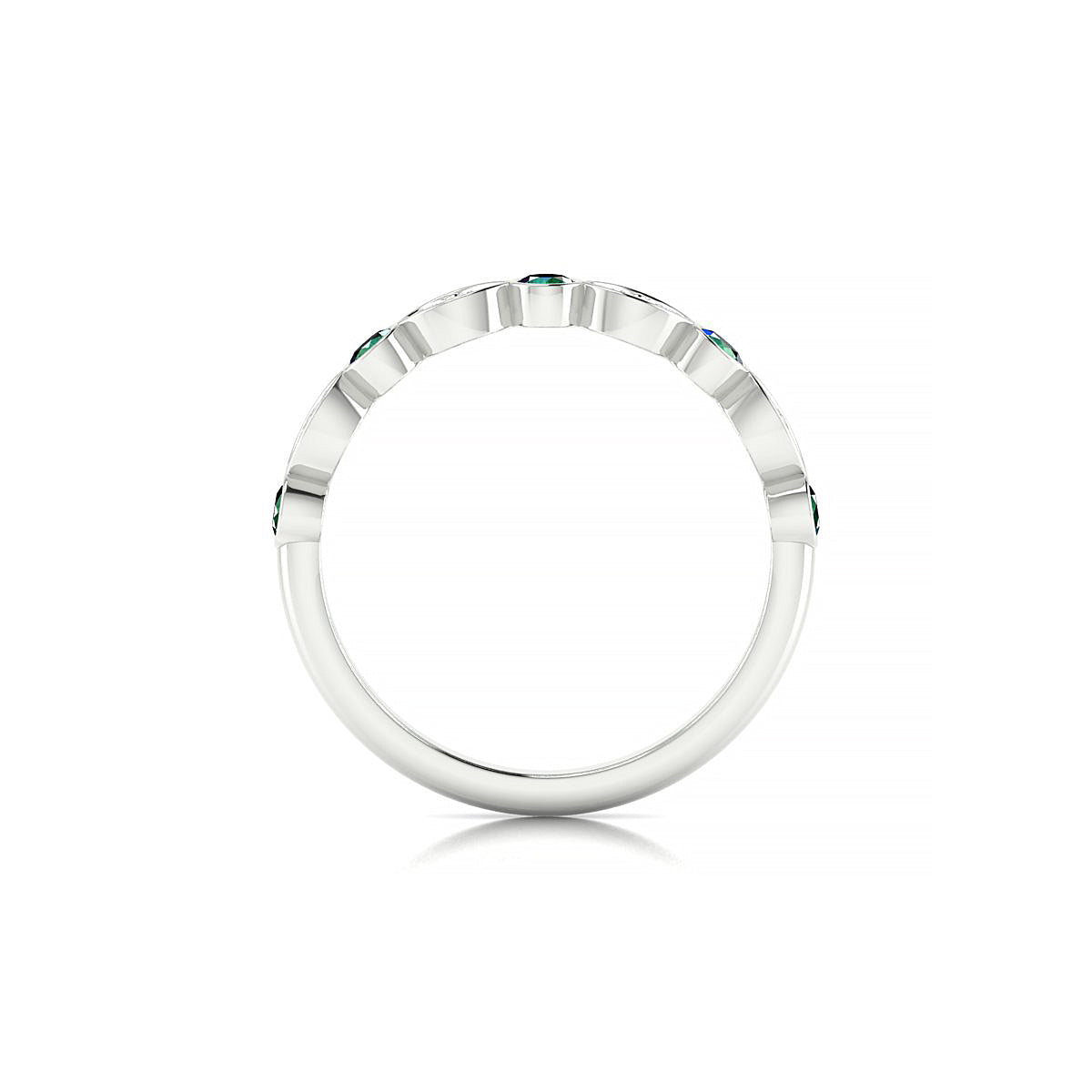 Serenity | 18k White Gold 2.5 mm Round Emerald Ring