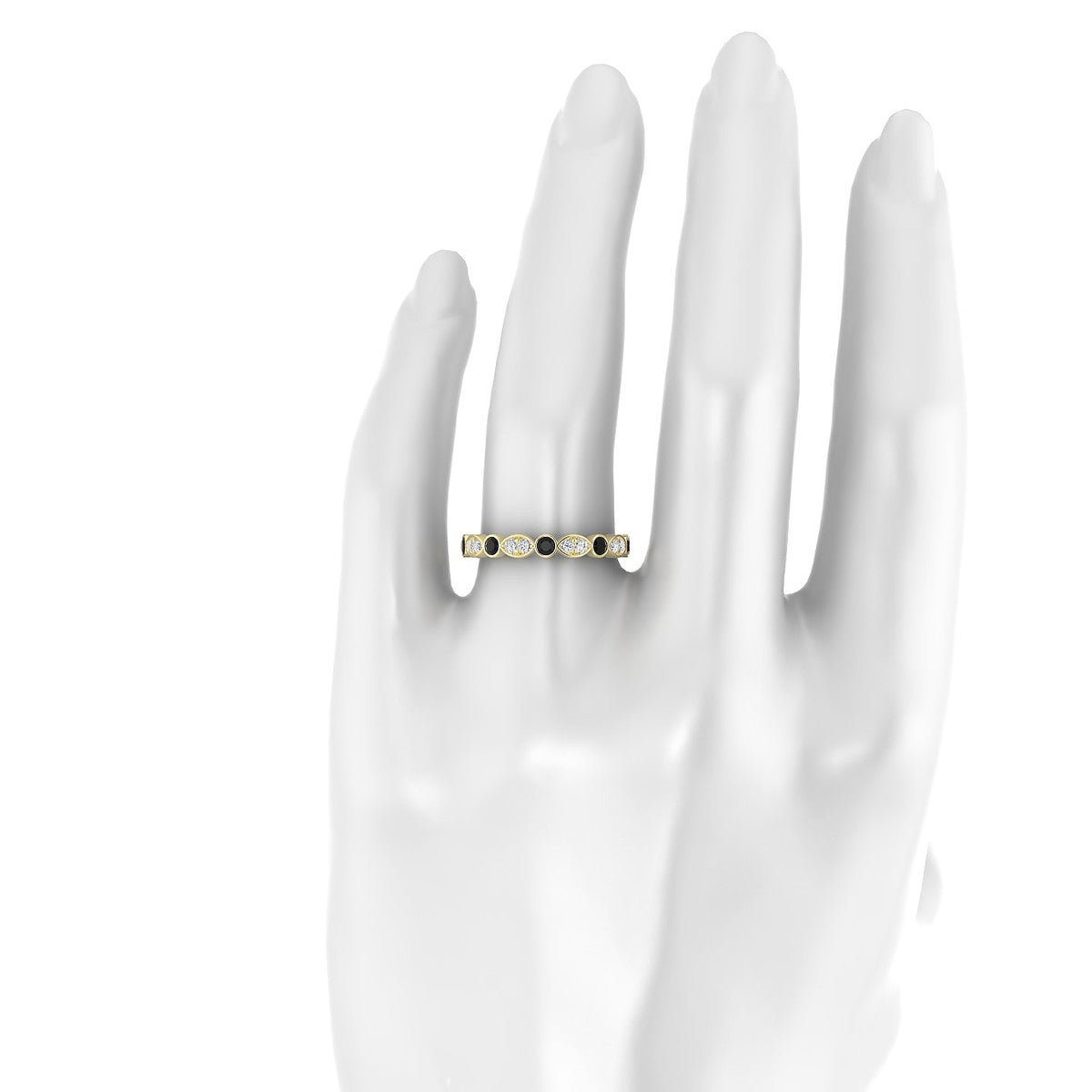 Serenity | 18k Yellow Gold 2.5 mm Round Black Diamond Ring