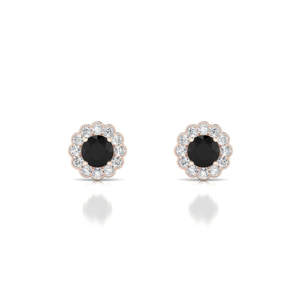 Solace | 18k Rose Gold 4.5 mm Round Black Diamond Earrings